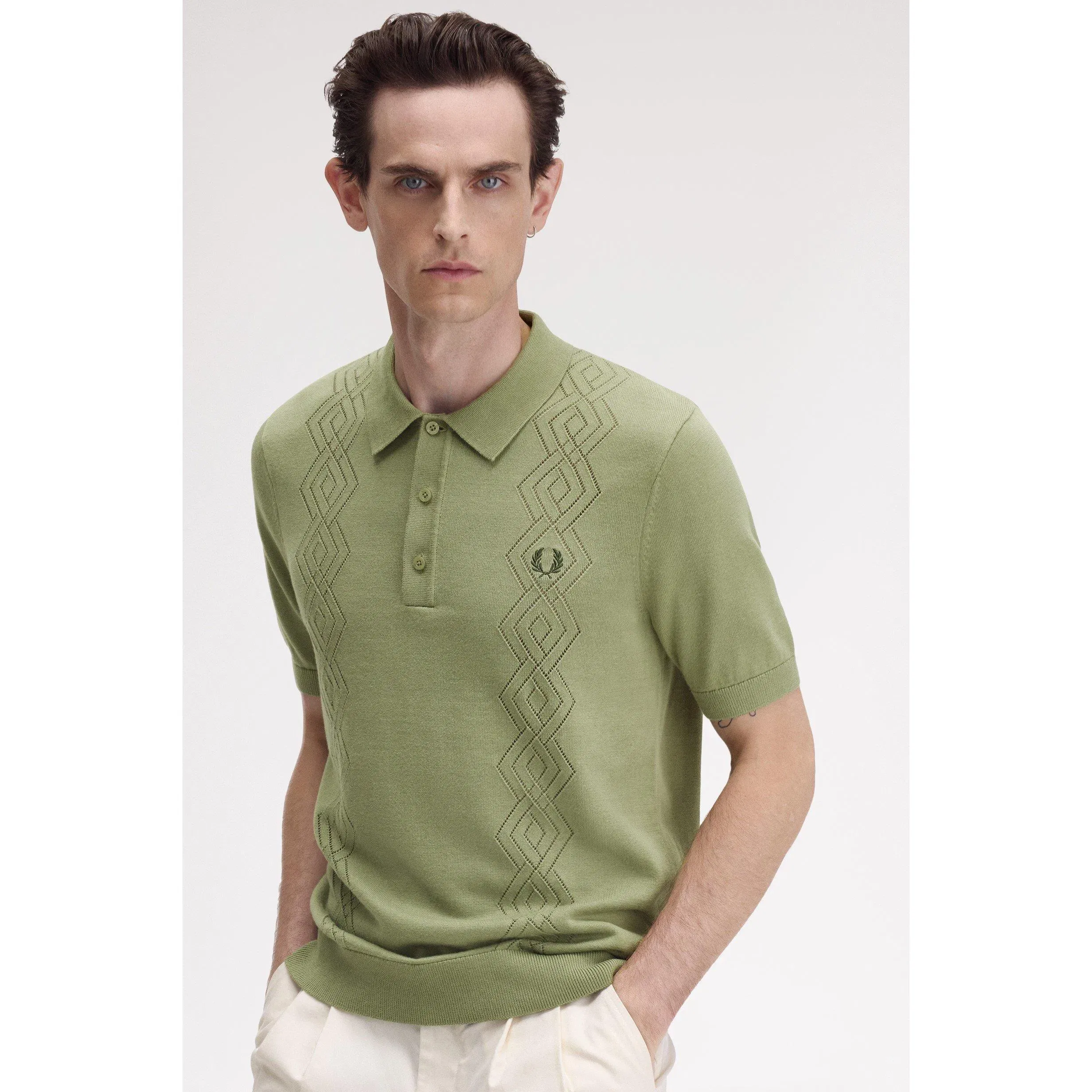 Pointelle Short-Sleeve Polo Shirt