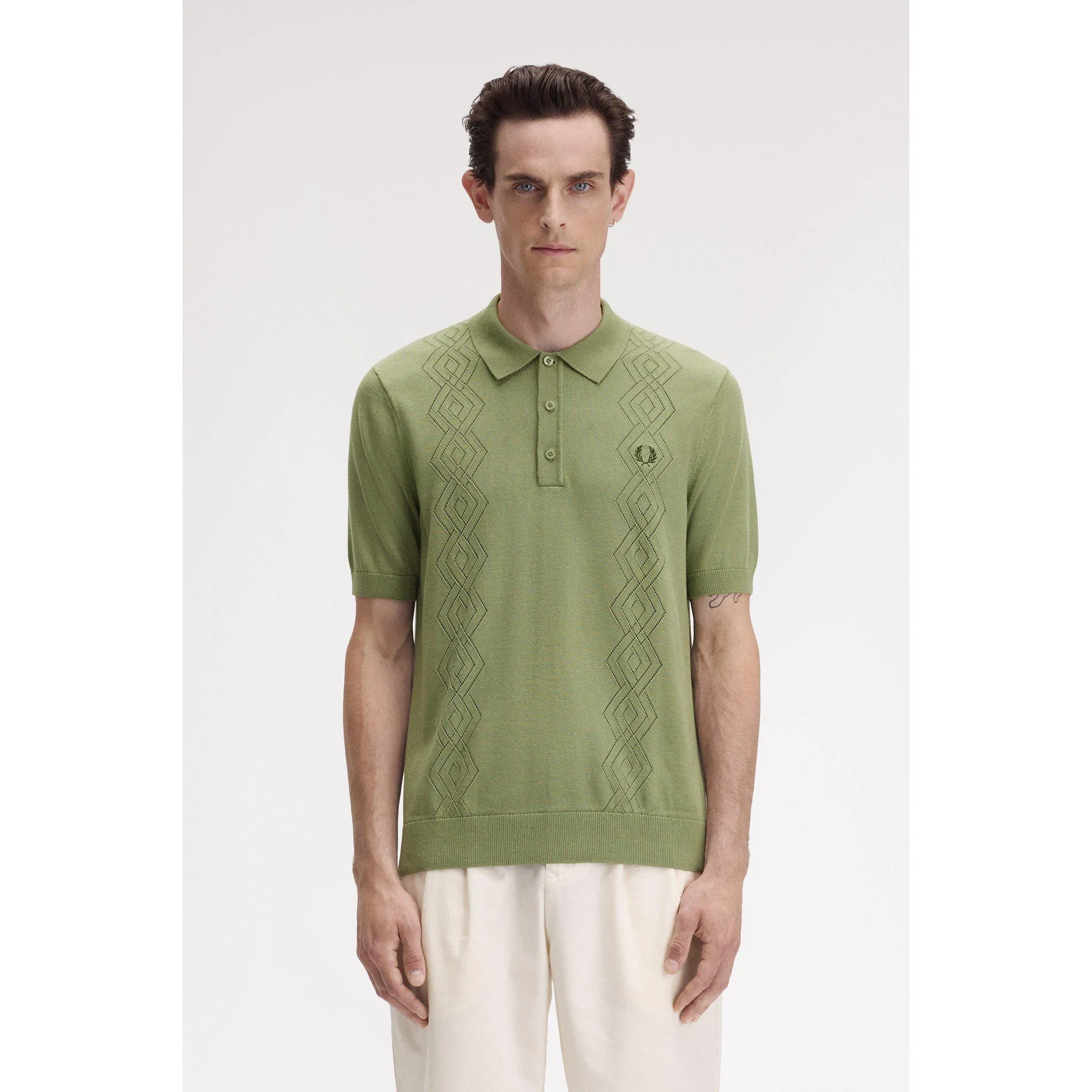 Pointelle Short-Sleeve Polo Shirt