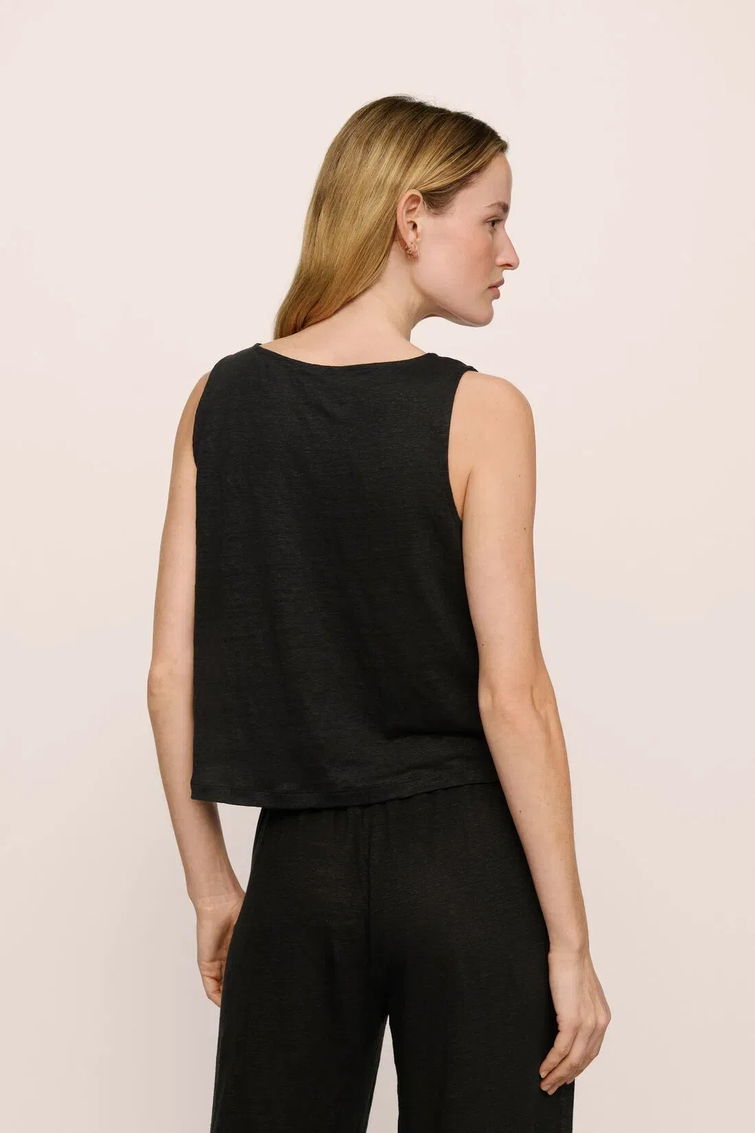 Organic Linen Knit Boat Neck Crop Tank
