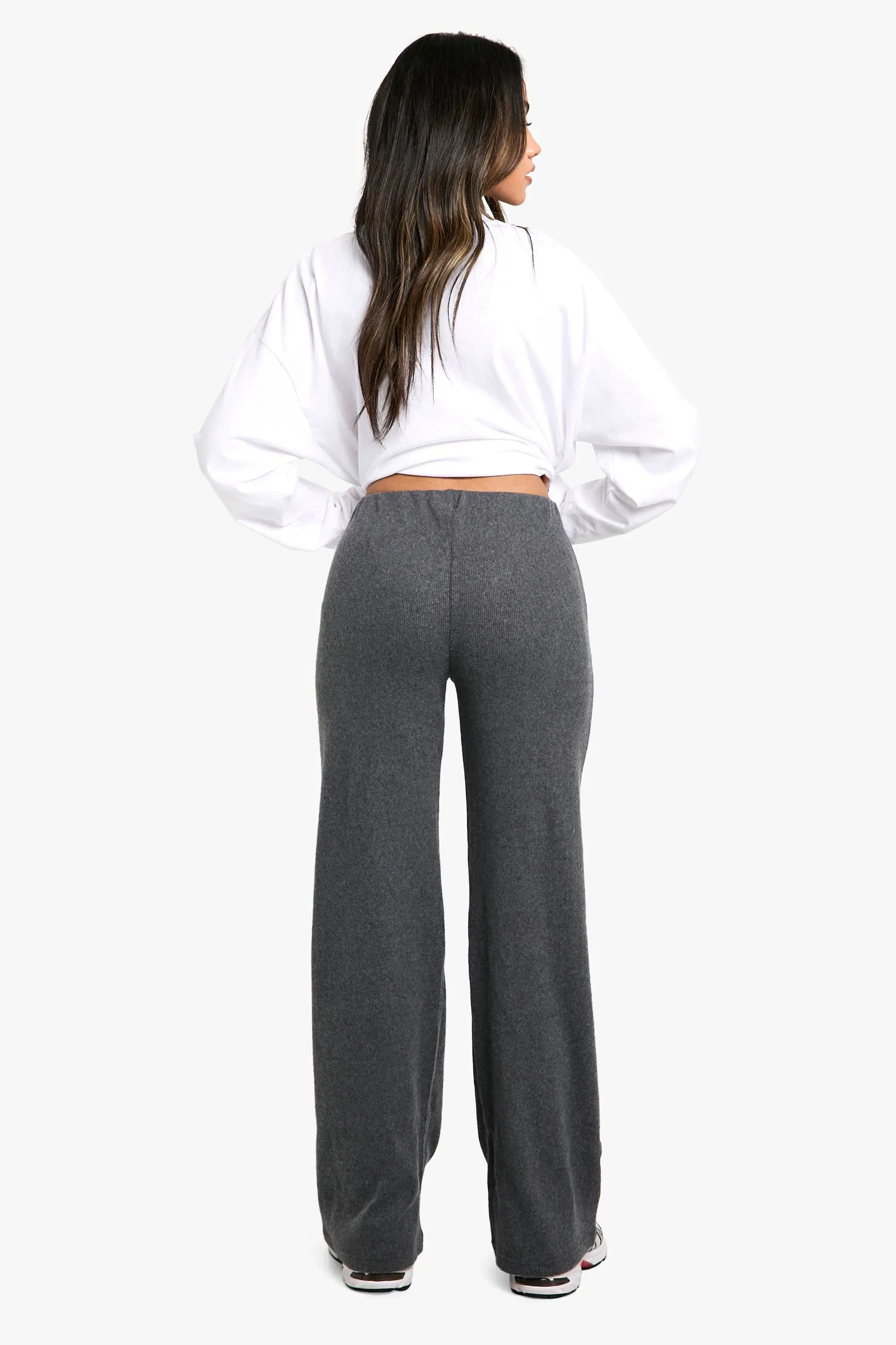Brushed Rib Wide Leg Trousers