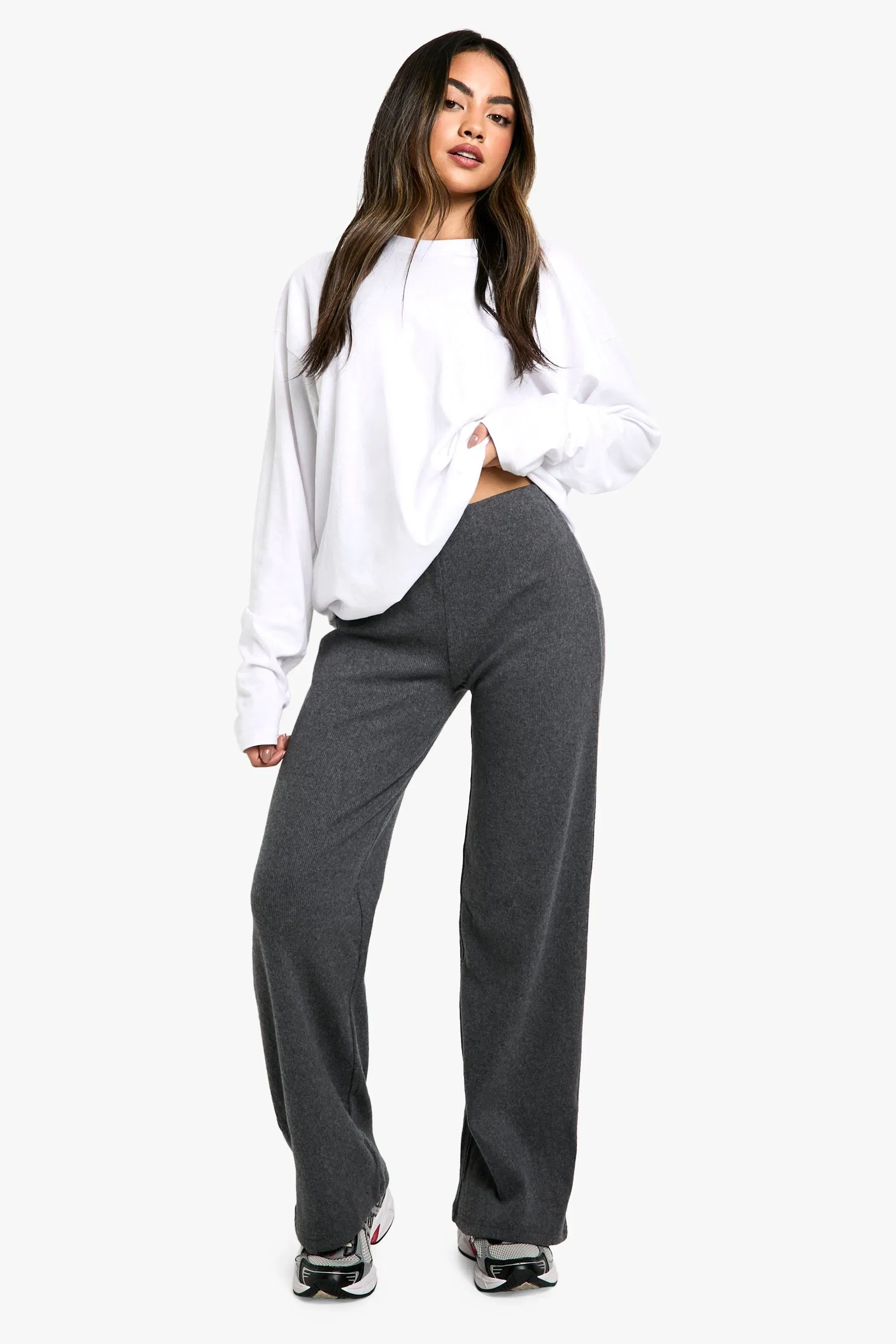 Brushed Rib Wide Leg Trousers