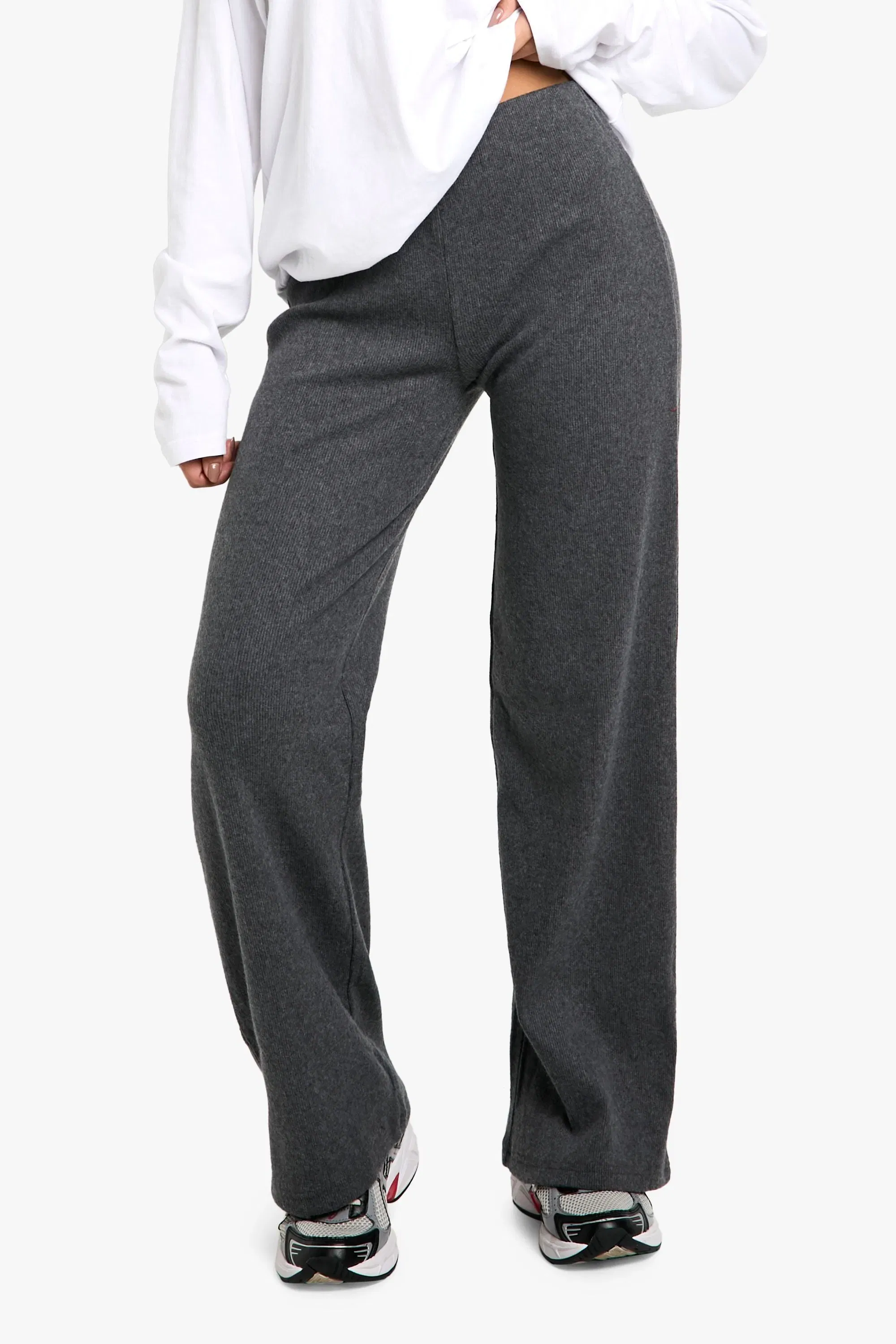 Brushed Rib Wide Leg Trousers