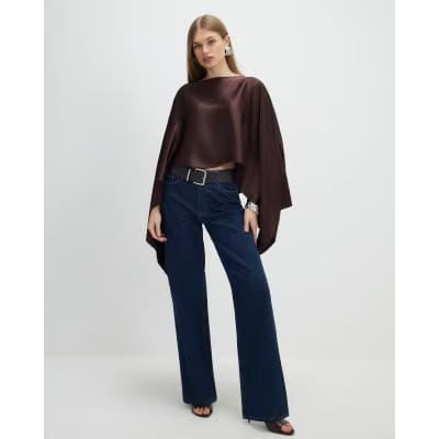 Brown Satin Waterfall Cape