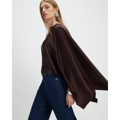 Brown Satin Waterfall Cape