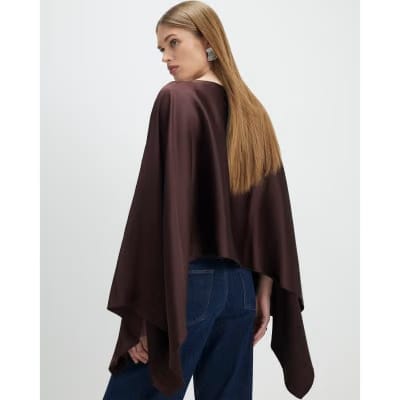 Brown Satin Waterfall Cape