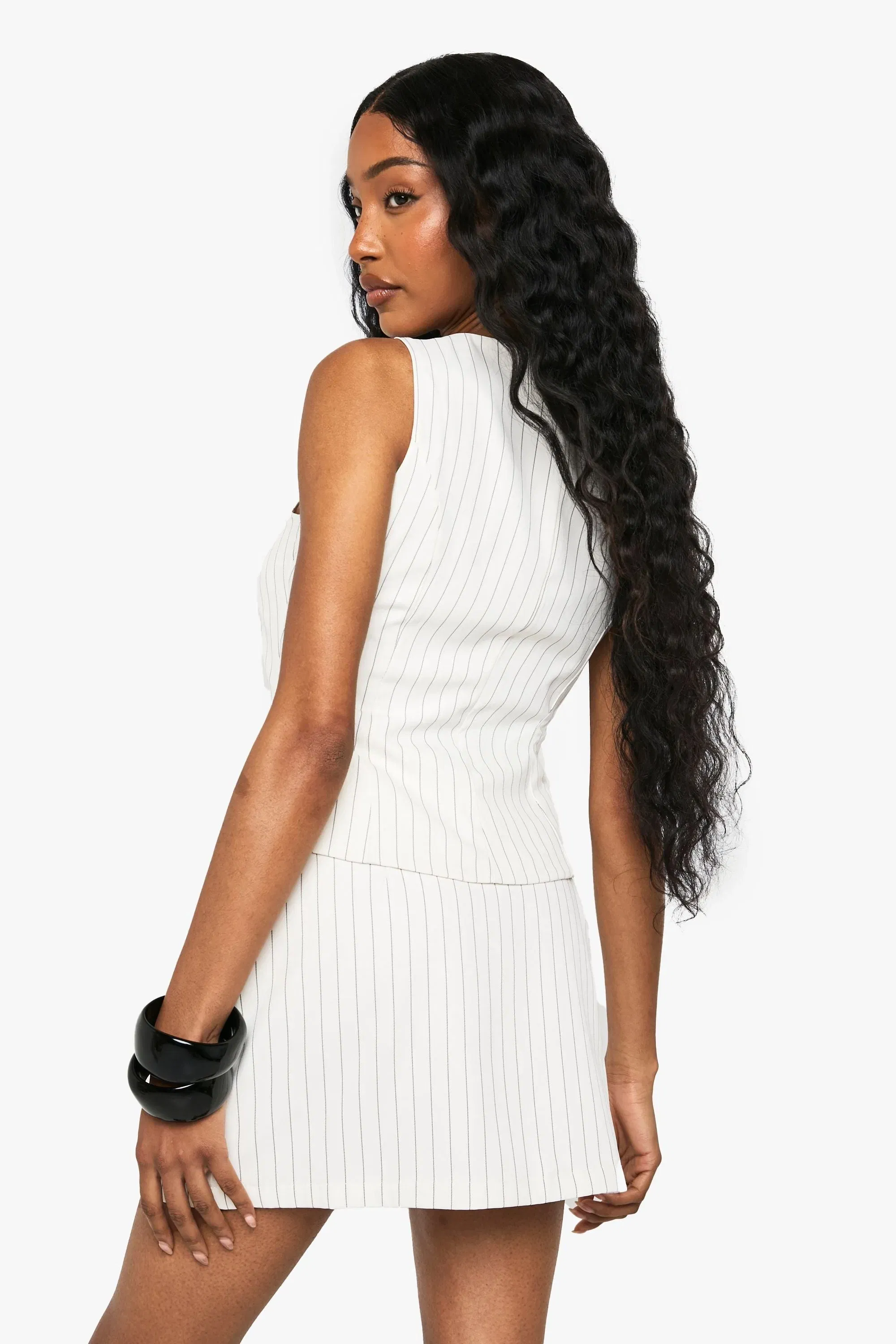 Pinstripe Tailored Mini Skirt