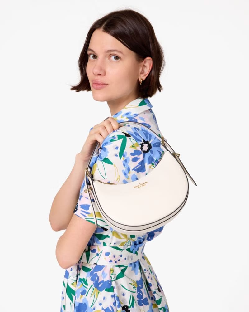 Nova Mirror Metallic Small Crescent Shoulder Bag