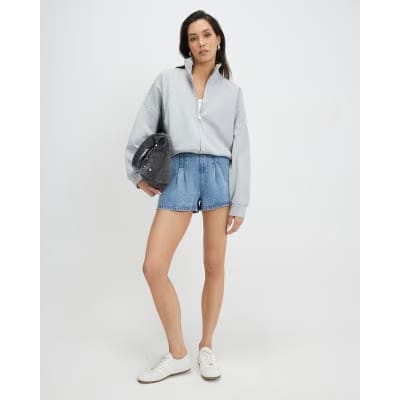 Blue Denim Dart Detail Shorts