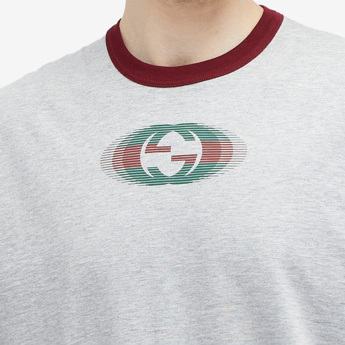 Gucci Men's Back Logo T-Shirt in Grey Melange