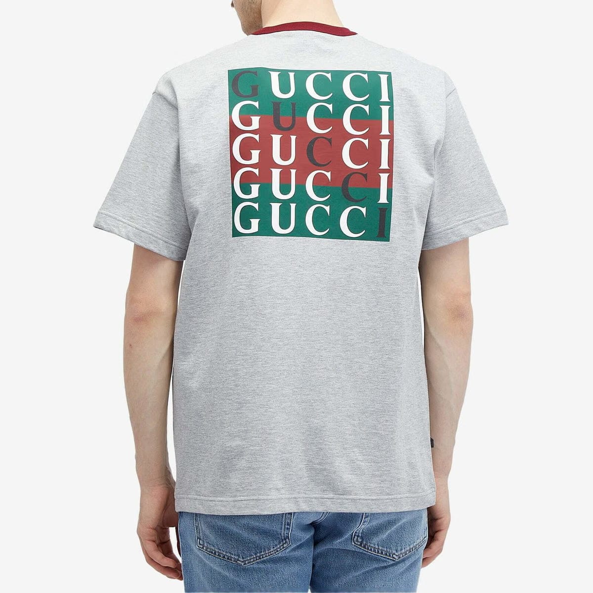 Gucci Men's Back Logo T-Shirt in Grey Melange