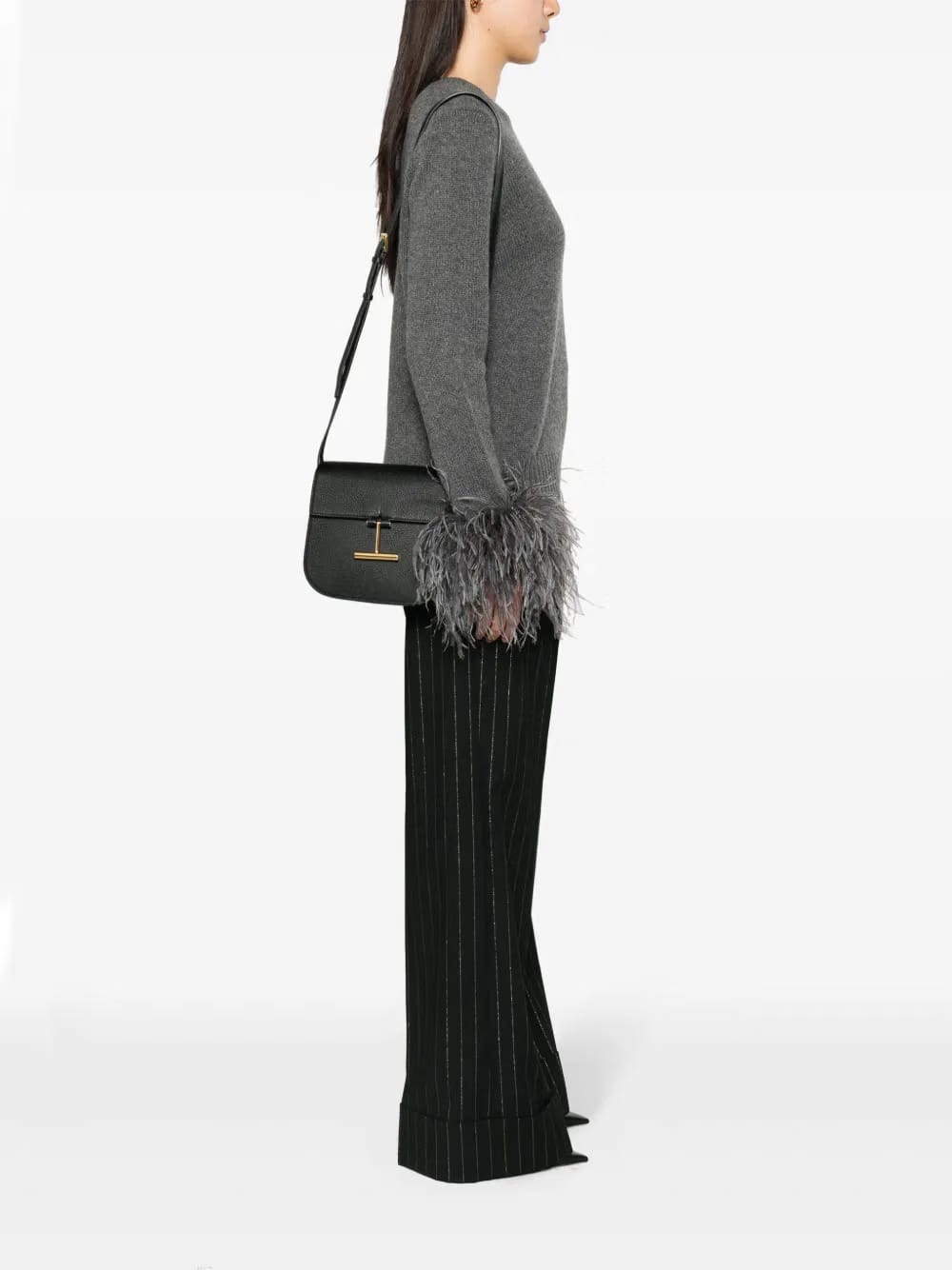Hanging-T-hardware leather bag