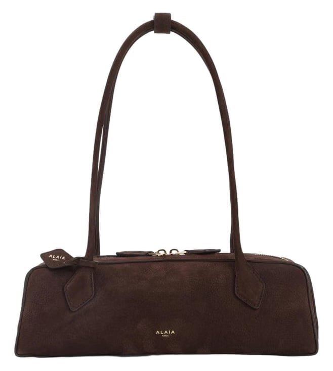Brown Teckel Textured Leather Shoulder Bag