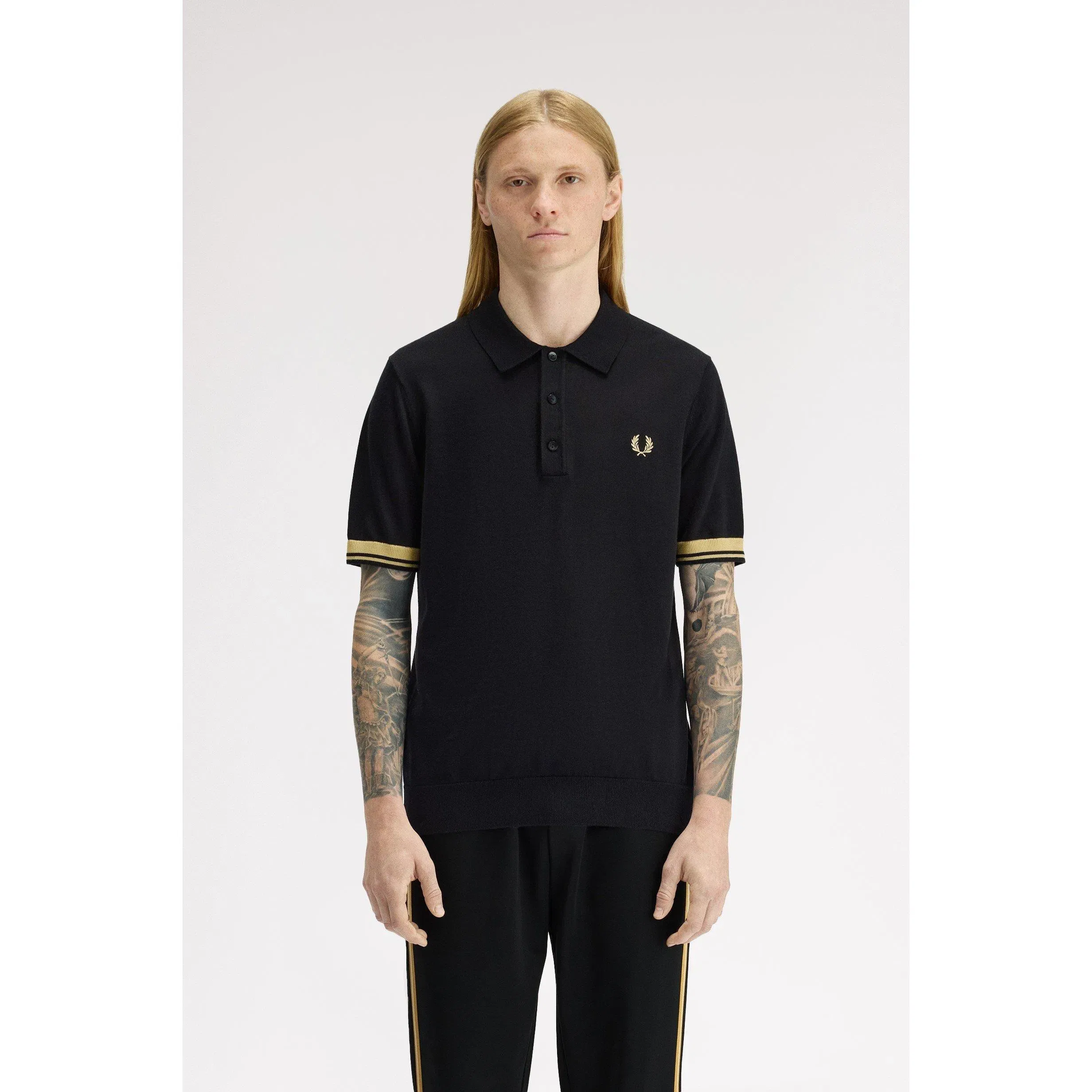 Knitted Cuff Short Sleeve Polo Shirt