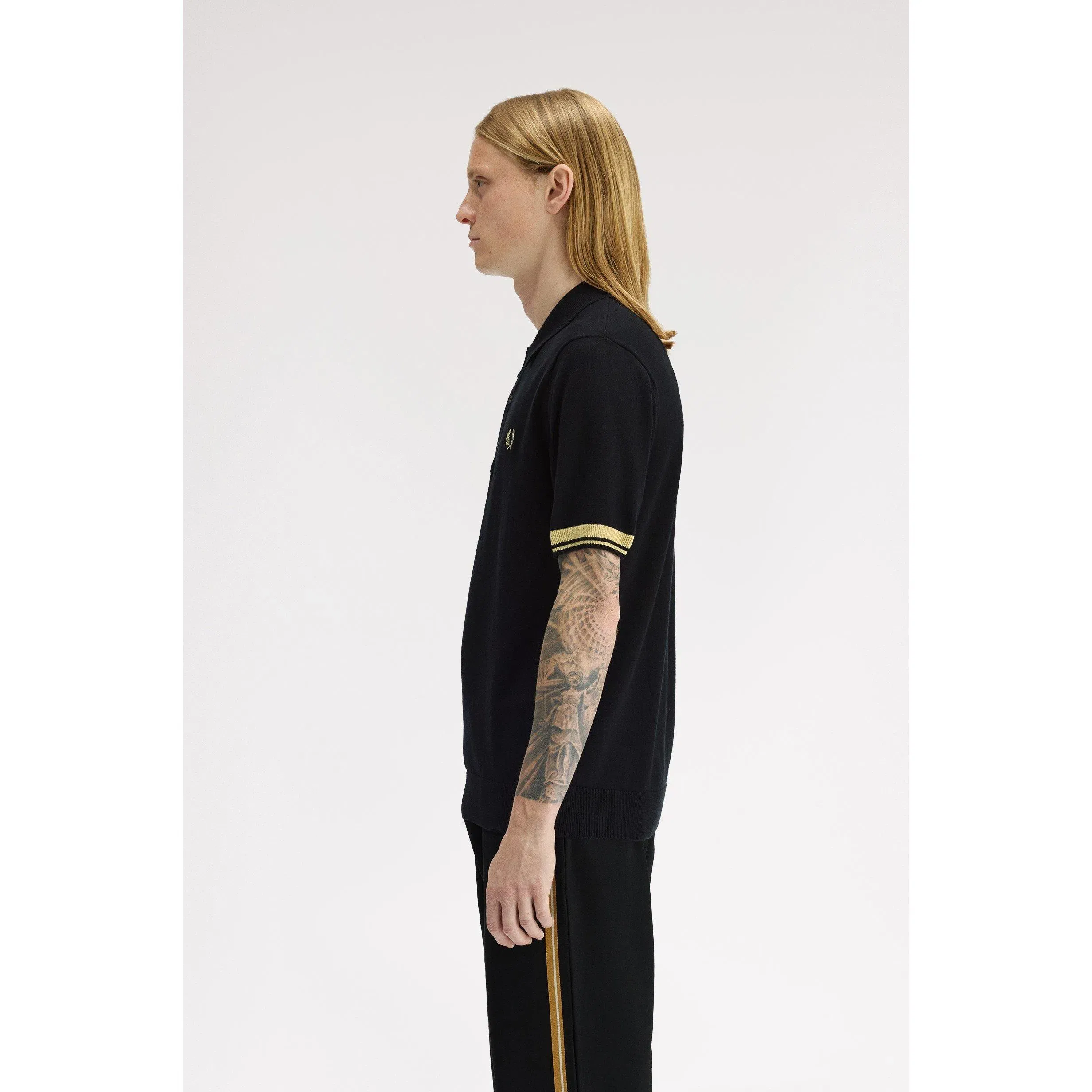 Knitted Cuff Short Sleeve Polo Shirt
