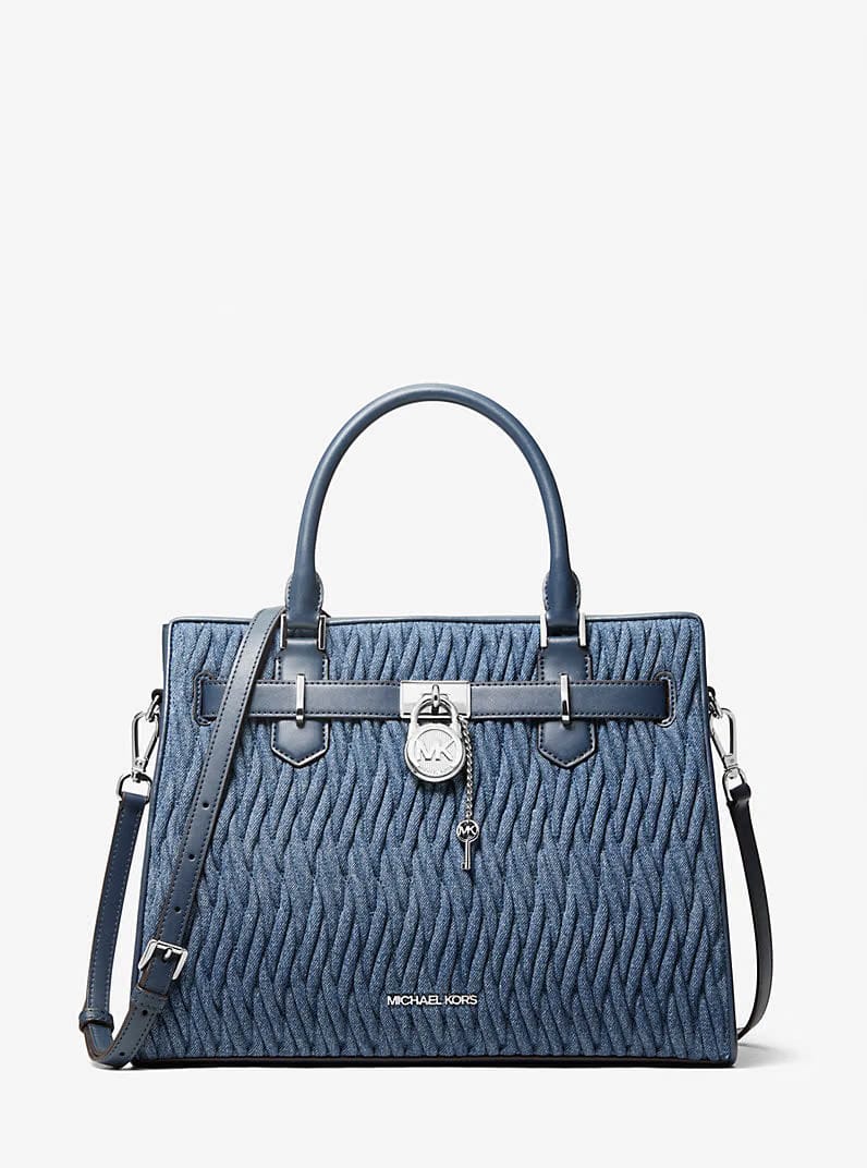 Hamilton Medium Matelassé Denim Satchel