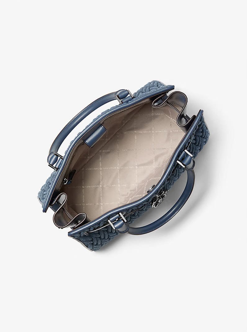 Hamilton Medium Matelassé Denim Satchel