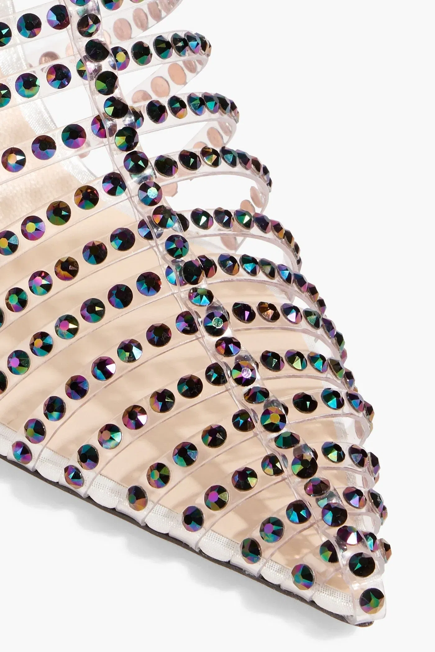 Jimmy Choo Thu 85 Crystal-Embellished Lam And Pvc Slingback Sandals Silver Women's