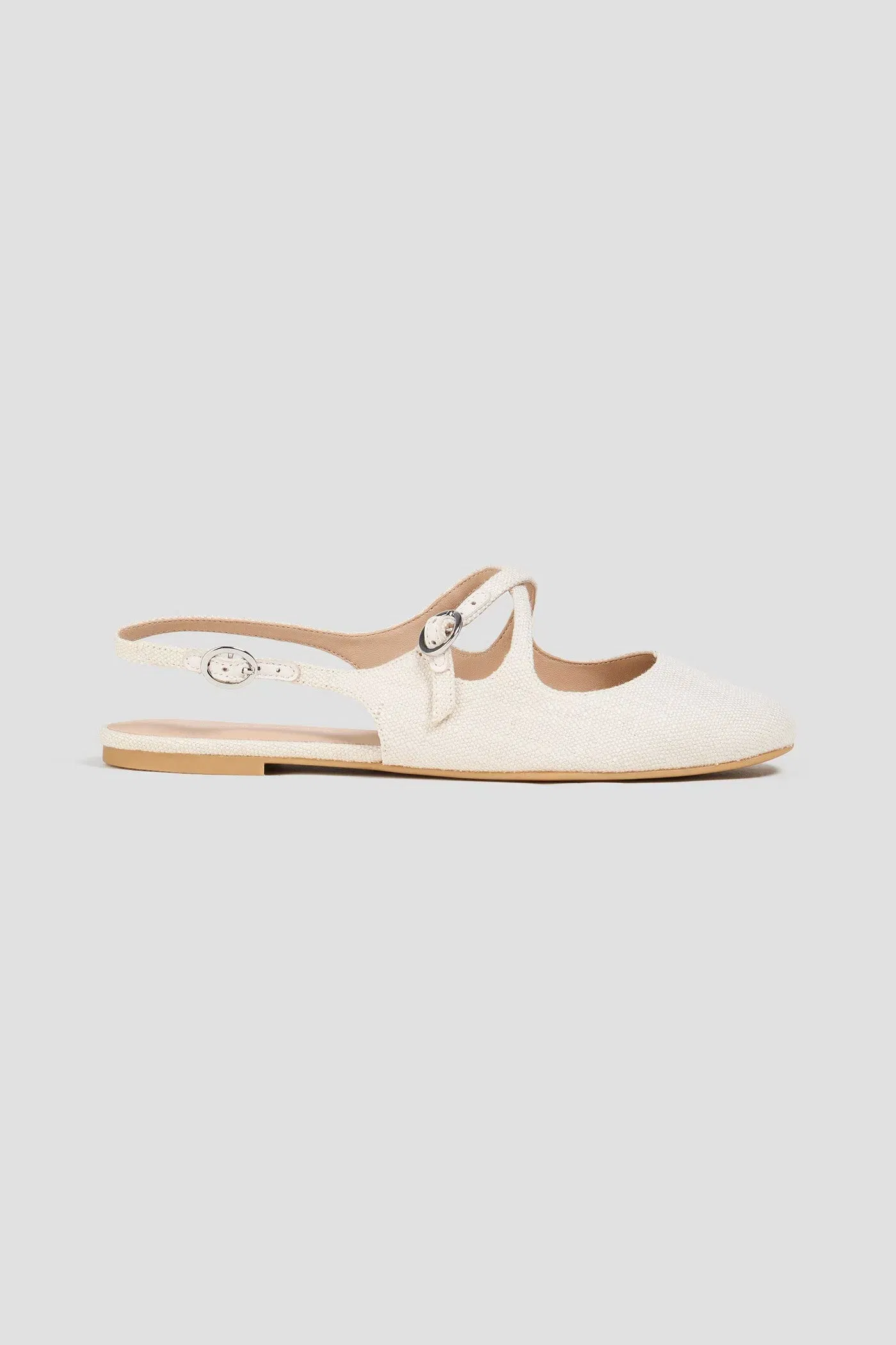 Stuart Weitzman Clover Canvas Slingback Flats Ecru Women's
