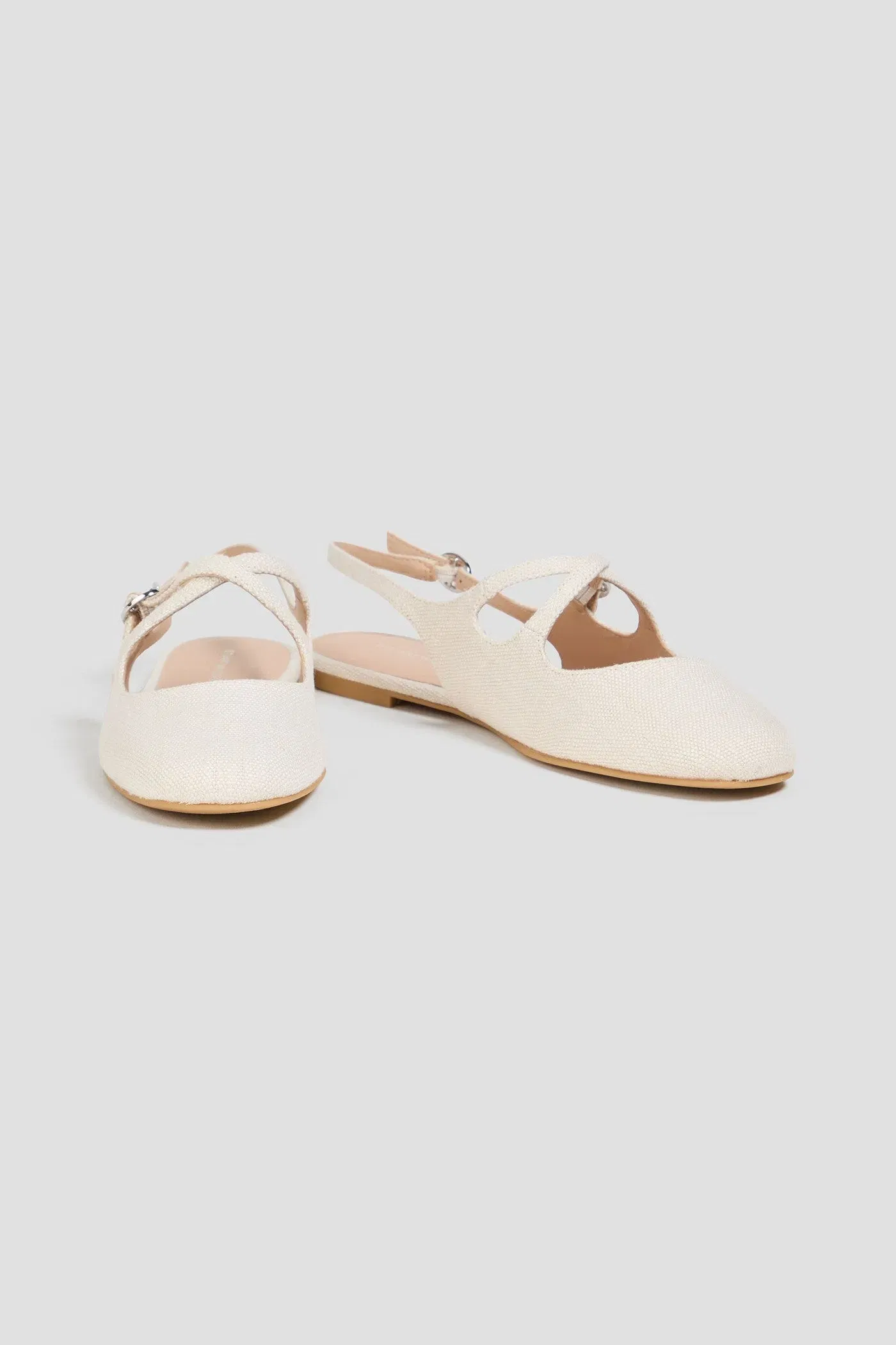 Stuart Weitzman Clover Canvas Slingback Flats Ecru Women's