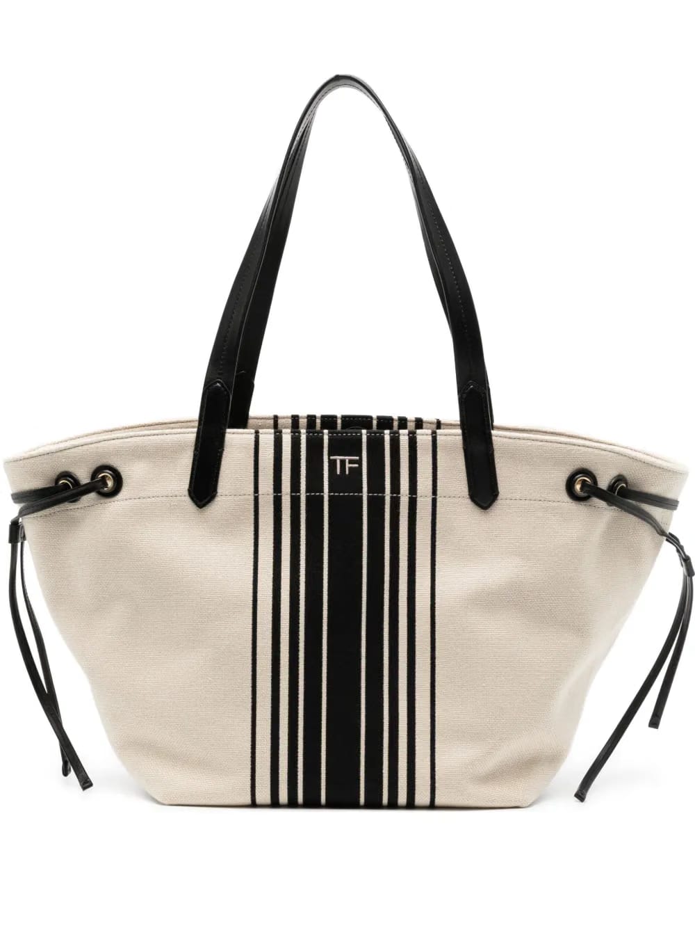 striped jacquard tote bag