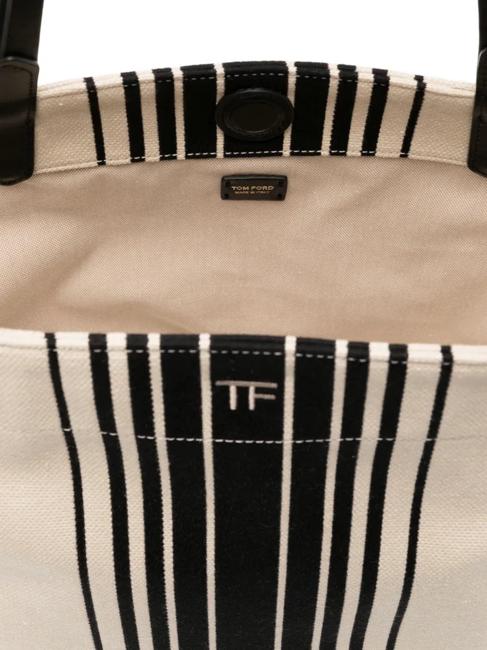 striped jacquard tote bag