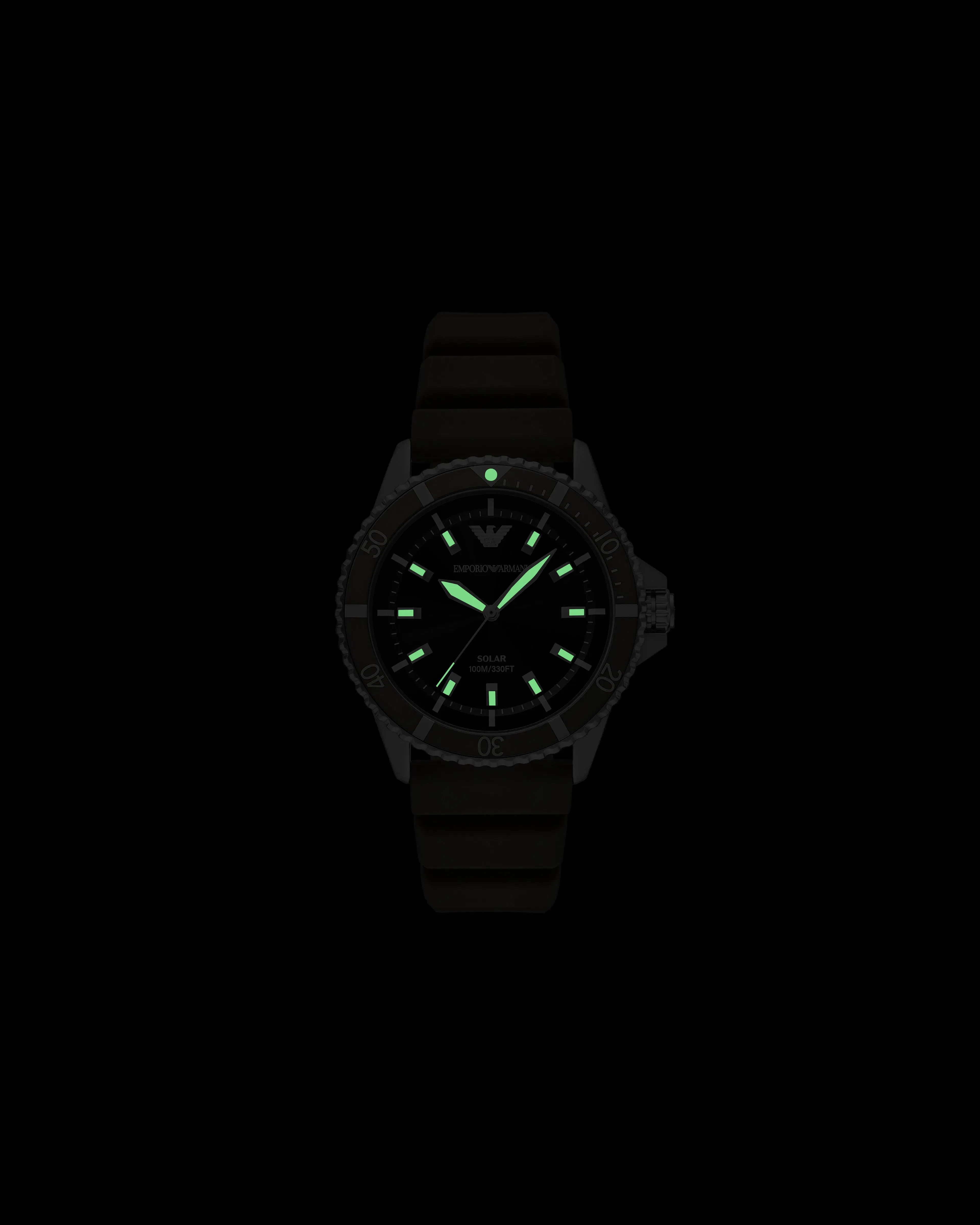 Emporio Armani World Explorer Solar-Powered Three-Hand Green Silicone Watch