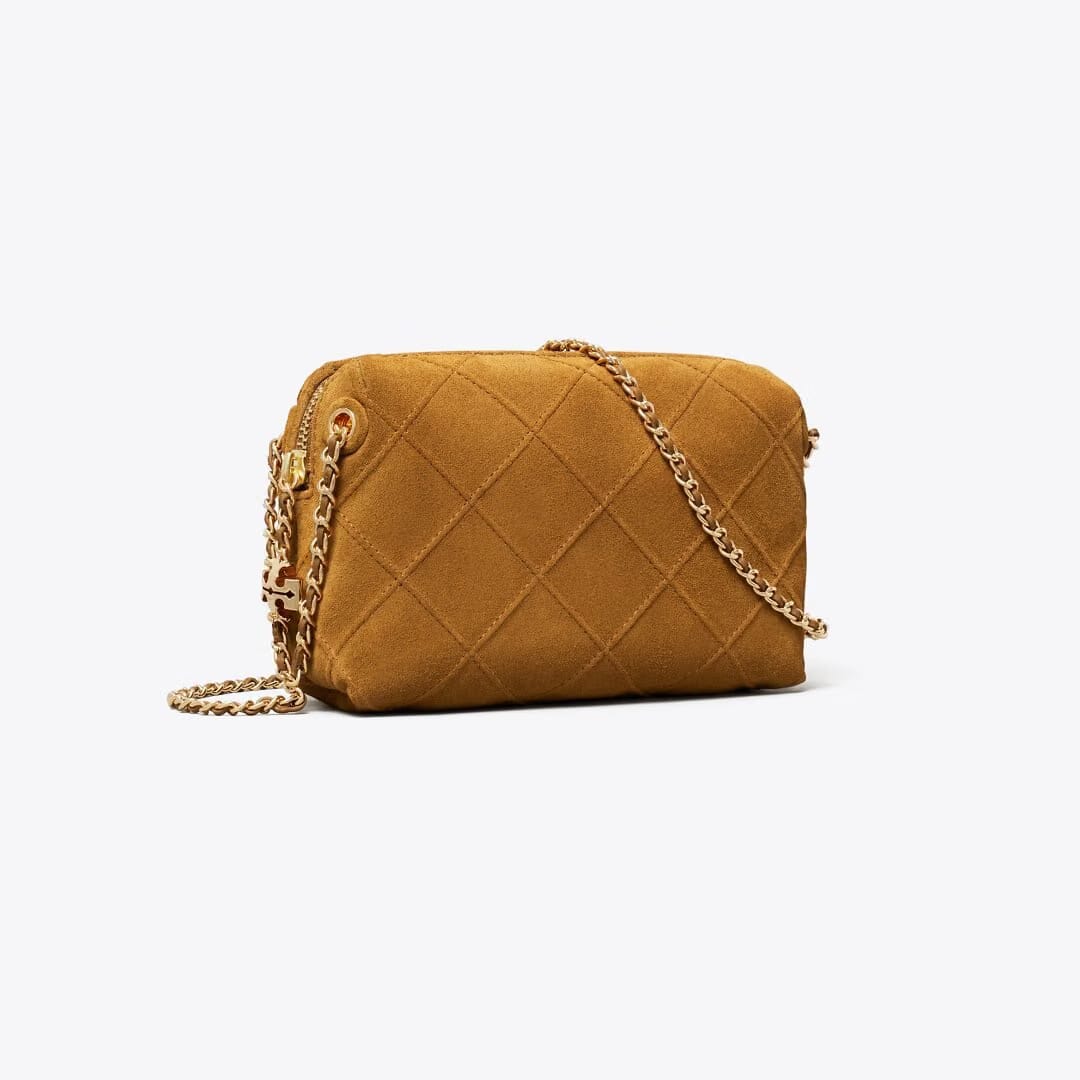 Tory Burch Fleming Suede Soft Crossbody Bag CHICORY BROWN