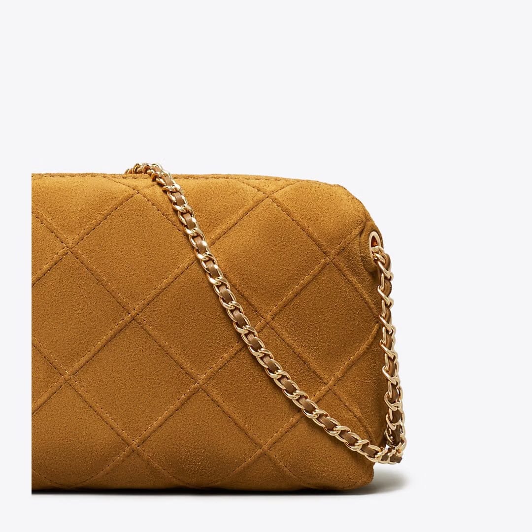 Tory Burch Fleming Suede Soft Crossbody Bag CHICORY BROWN