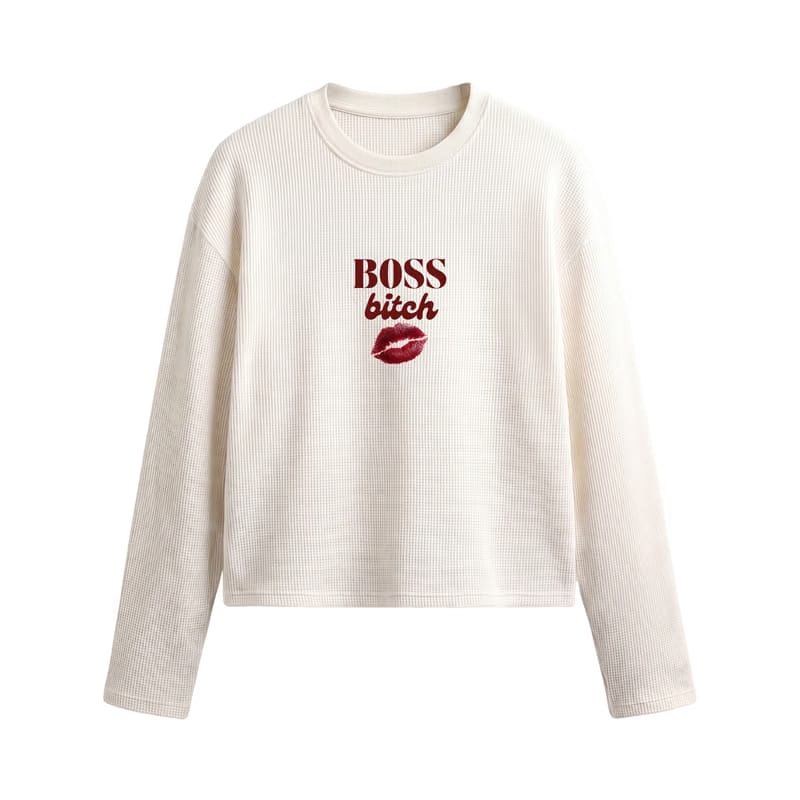 Voyd Boss Mentality Waffle T-shirt Off White