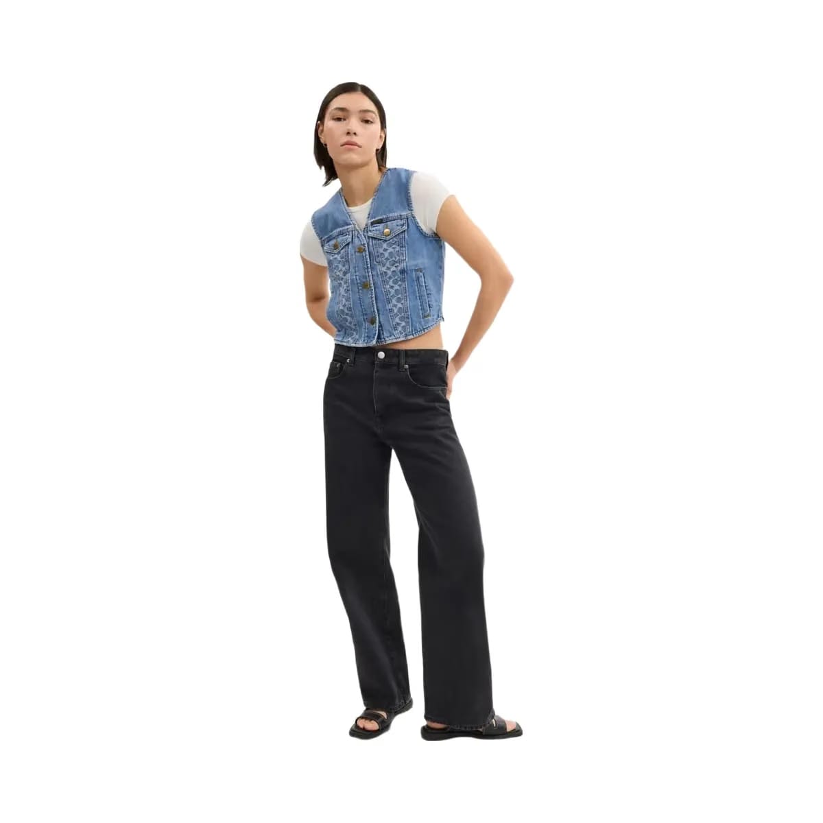 Coach Denim Vest In Organic Cotton Blue