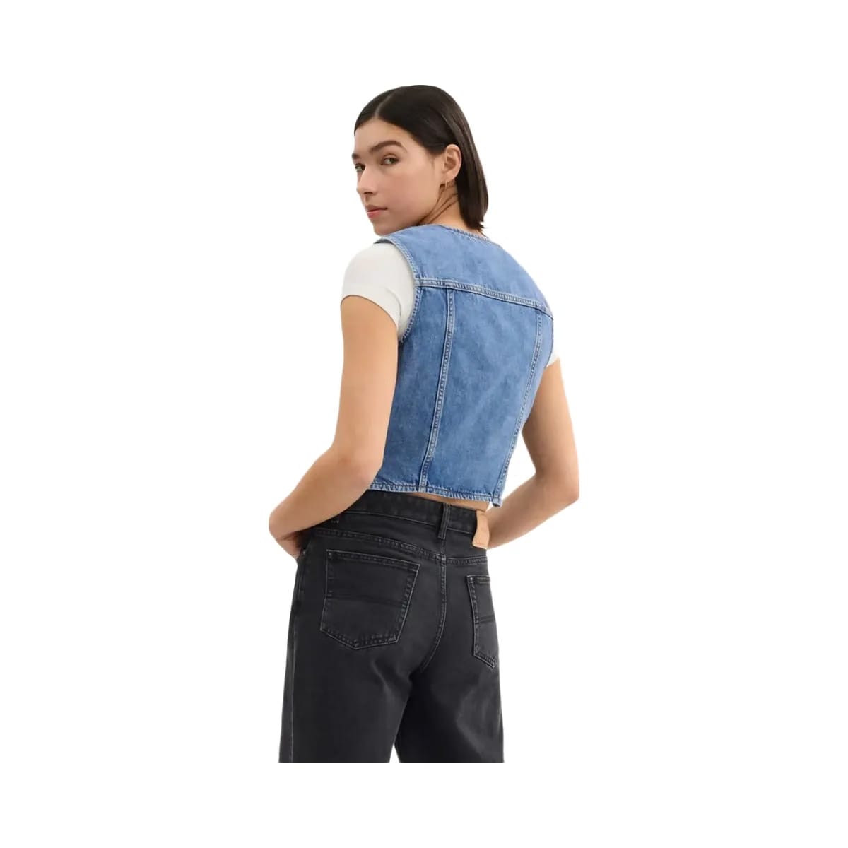 Coach Denim Vest In Organic Cotton Blue