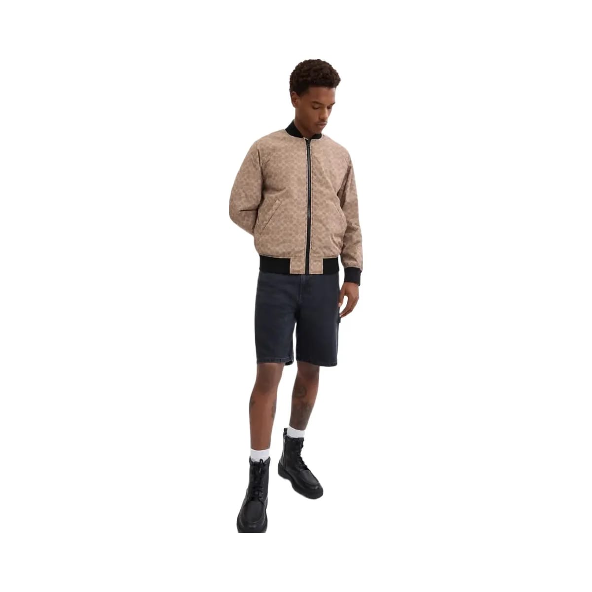 Coach Reversible Ma 1 Jacket In Recycled Polyester Black Khaki Sig