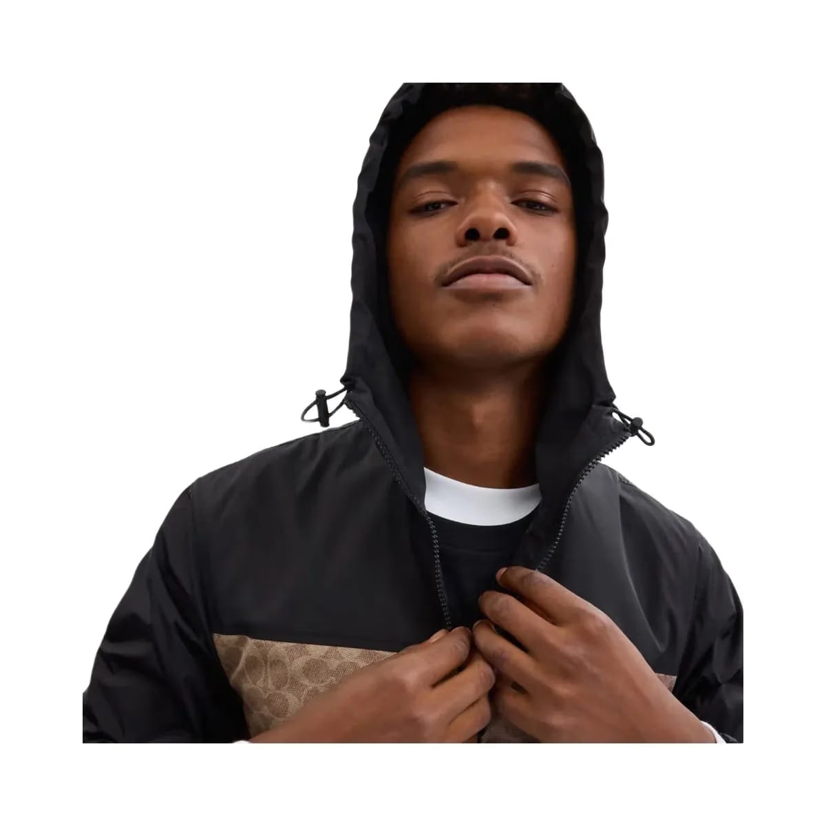 Coach Signature Full Zip Windbreaker In Recycled Polyester Tan Signature