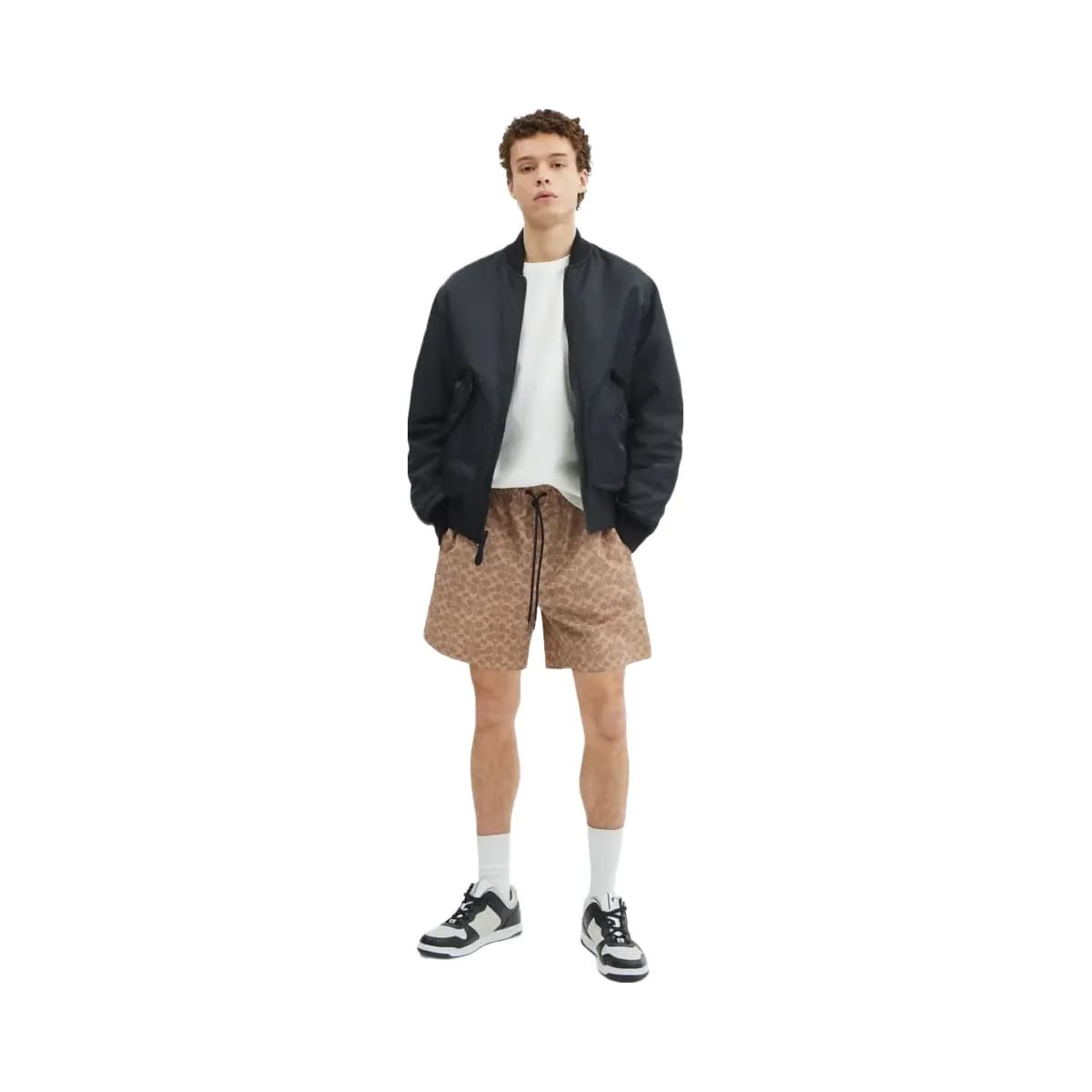 Coach Signature Swim Trunks In Recycled Polyester Tan Signature