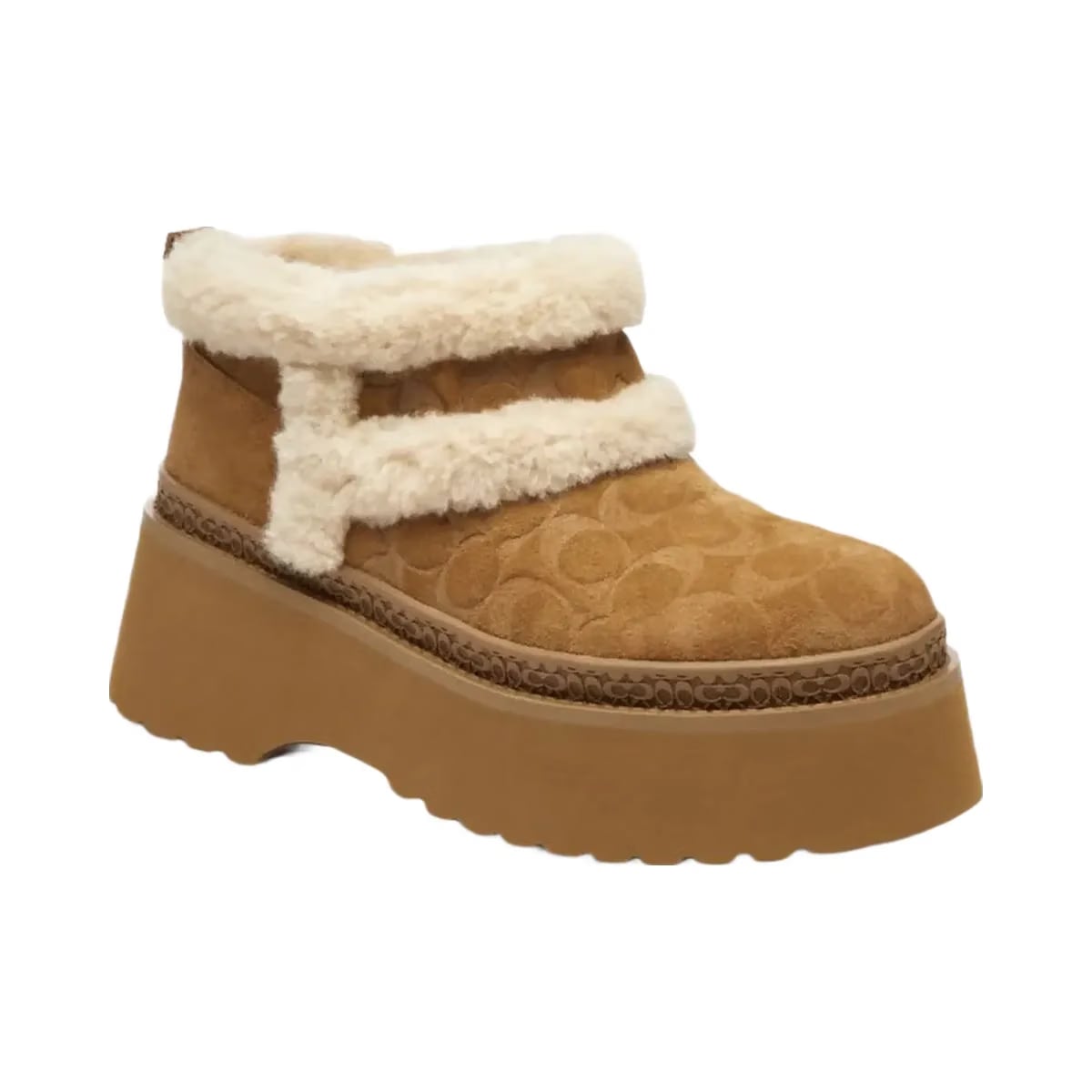 Coach Women's Christina Bootie In Signature Suede Tobacco