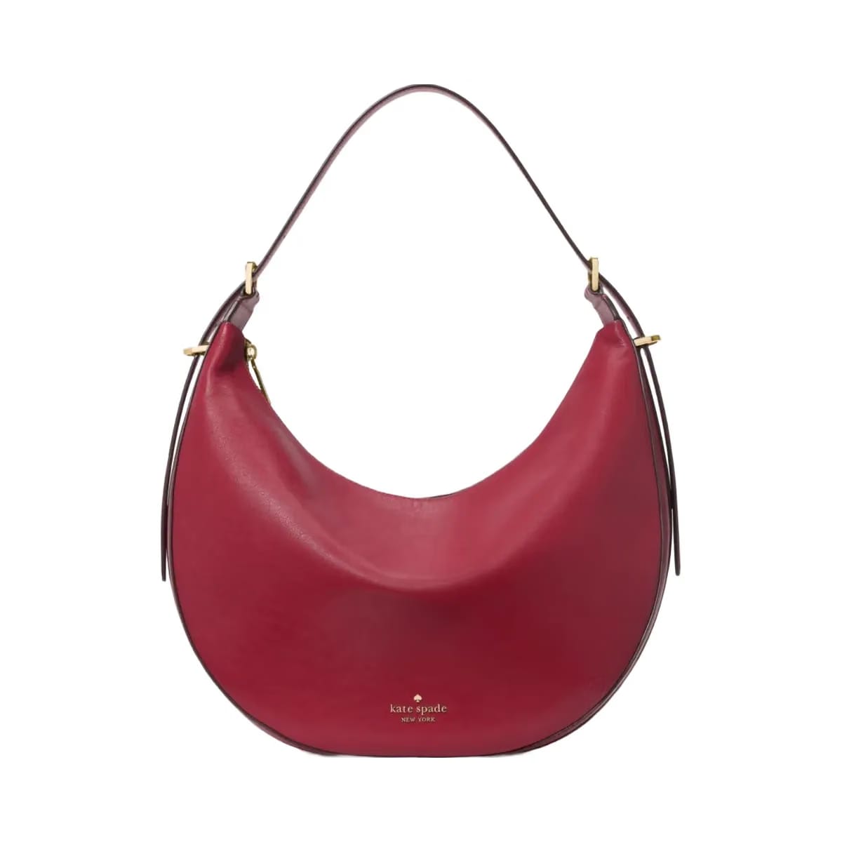Kate Spade Nova Smooth Leather Large Crescent Shoulder Bag Red Jam