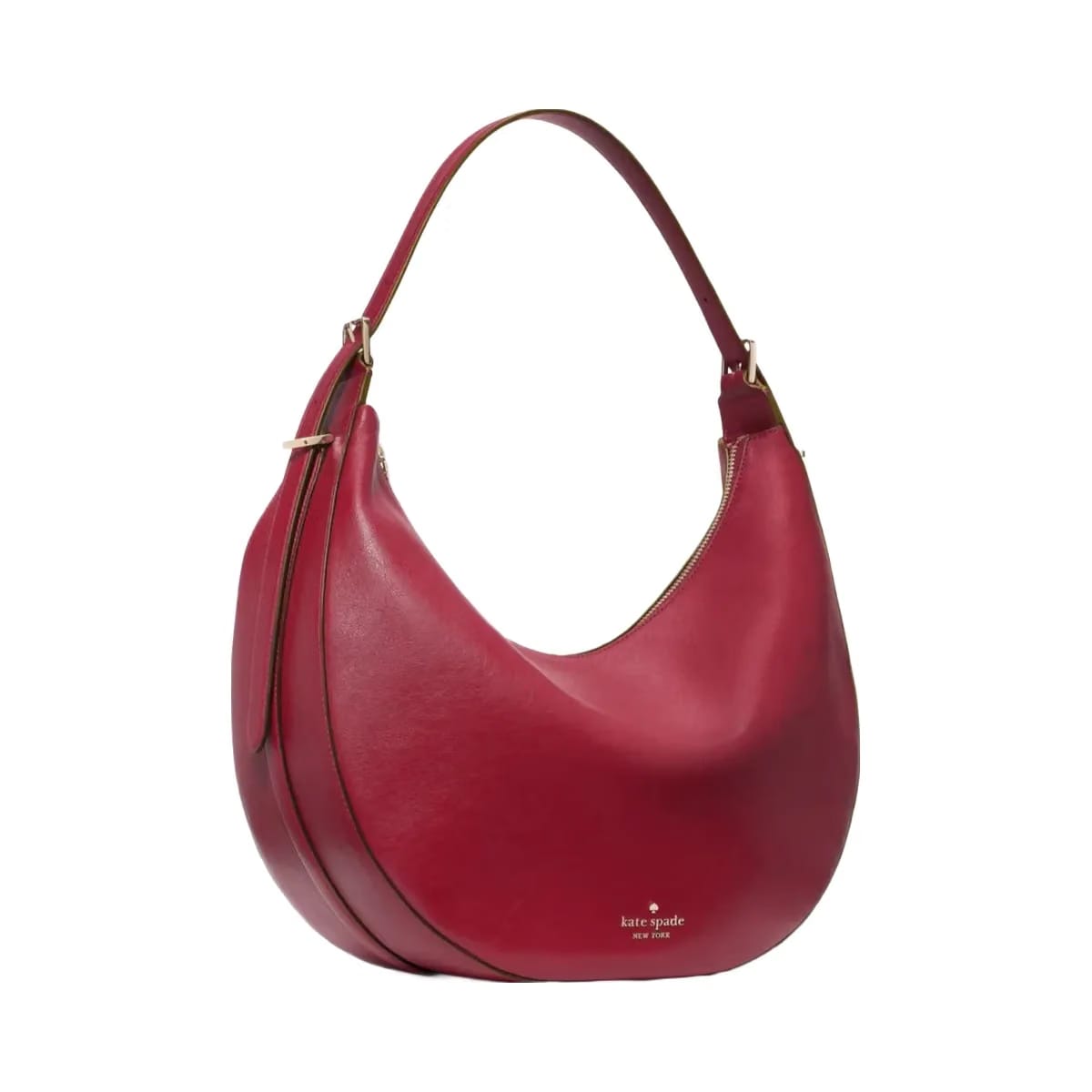 Kate Spade Nova Smooth Leather Large Crescent Shoulder Bag Red Jam