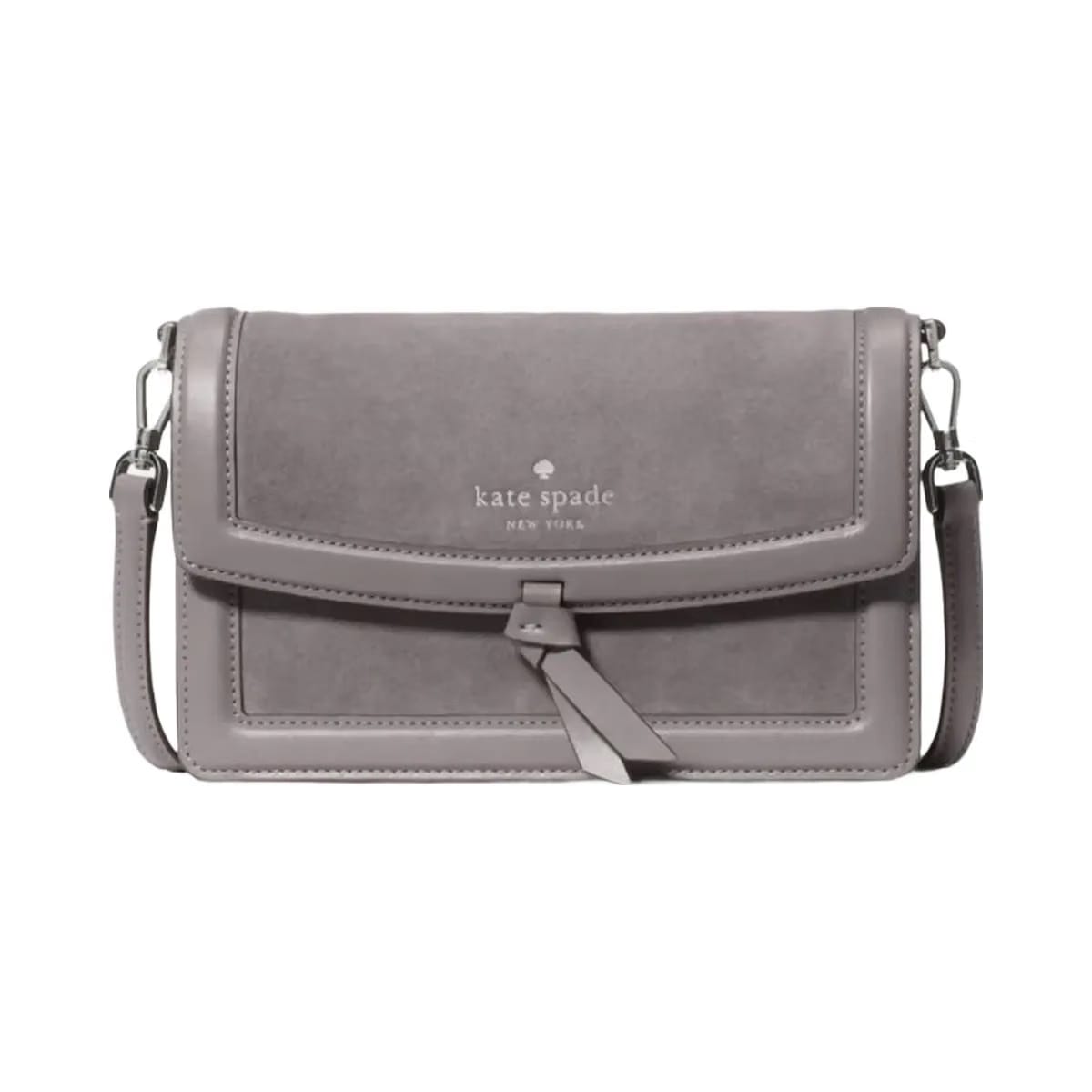 Kate Spade Knott Suede Mini Flap Crossbody Hare Grey