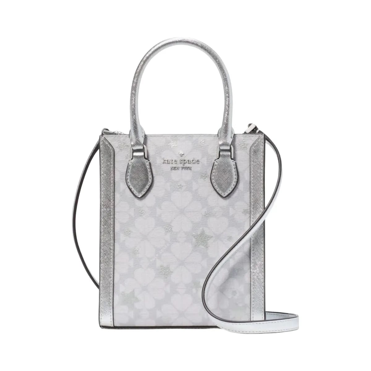 Kate Spade Flower Star Toss Small Tote Platinum Grey Multi