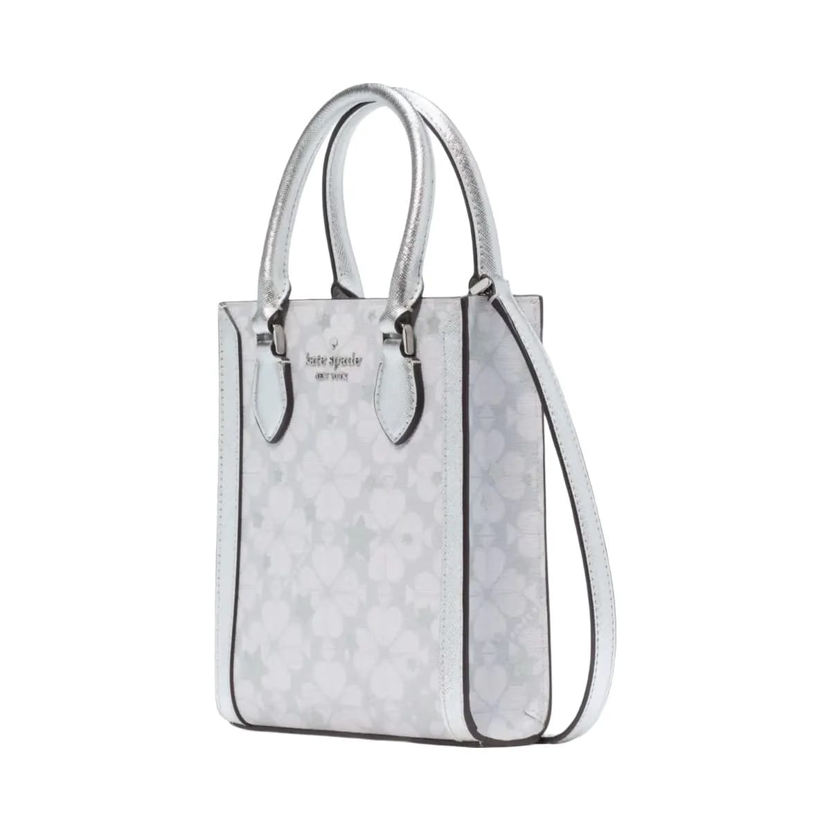 Kate Spade Flower Star Toss Small Tote Platinum Grey Multi