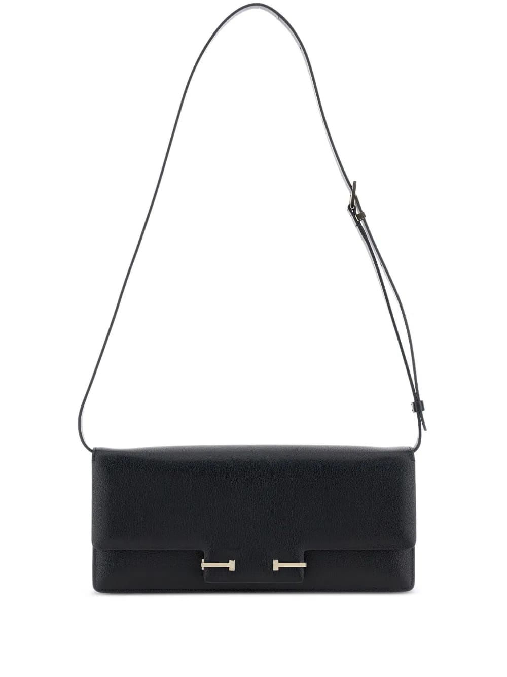 Enlongated leather shoulder bag
