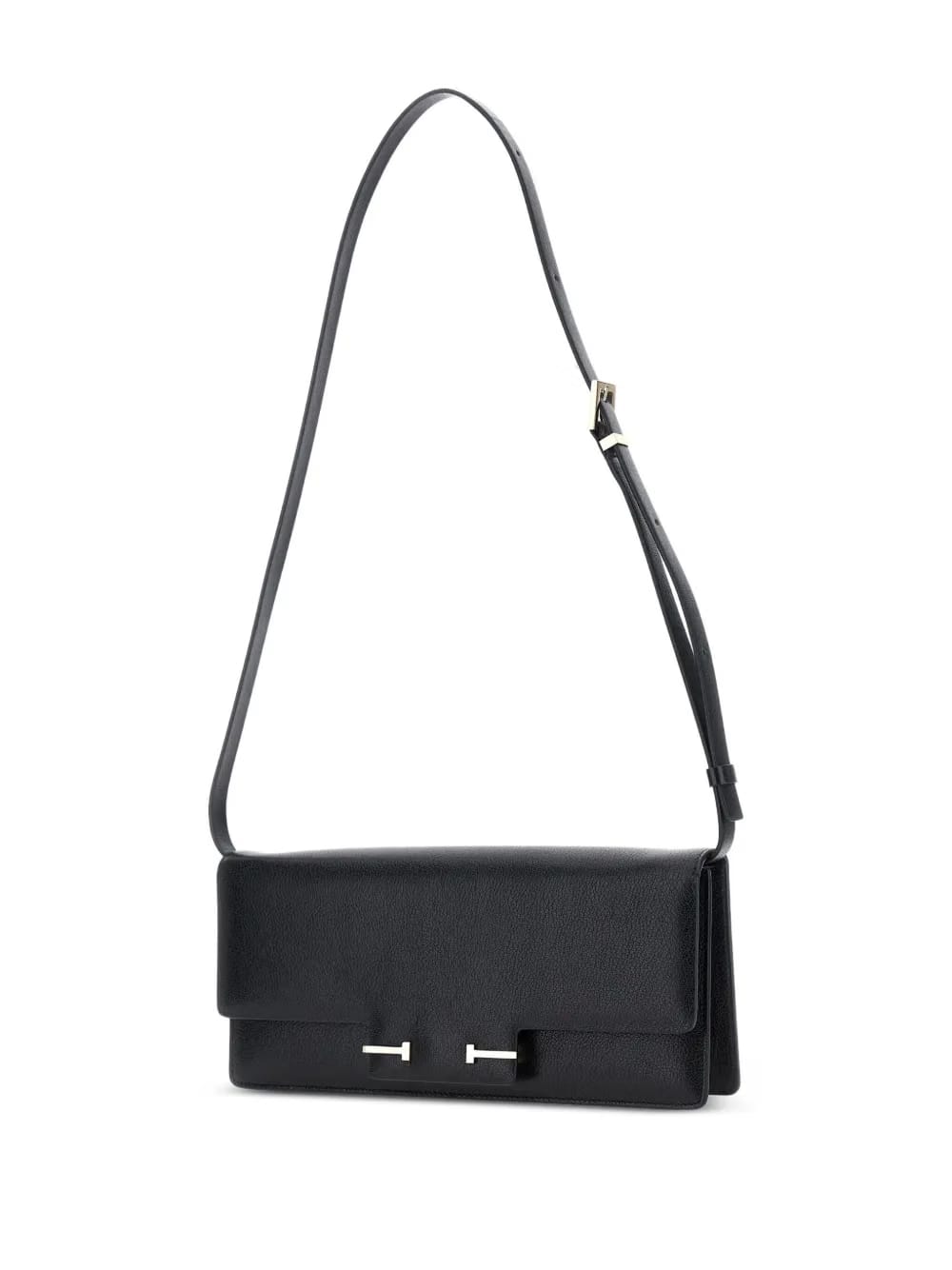 Enlongated leather shoulder bag