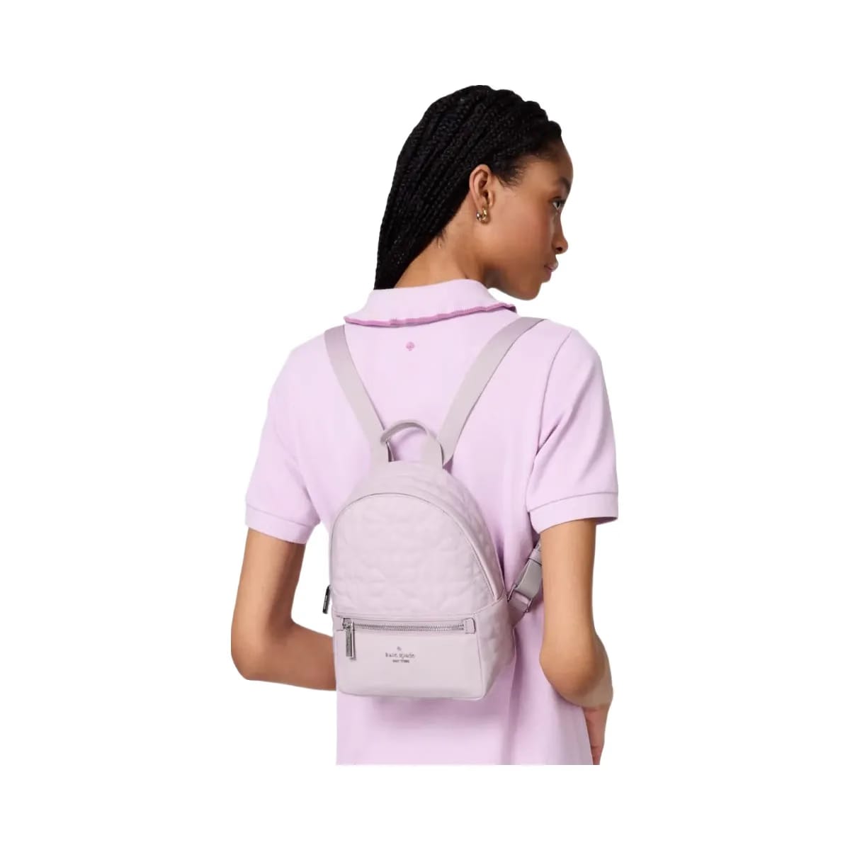 Kate Spade Flower Quilted Fabric Small Backpack Pale Amethyst