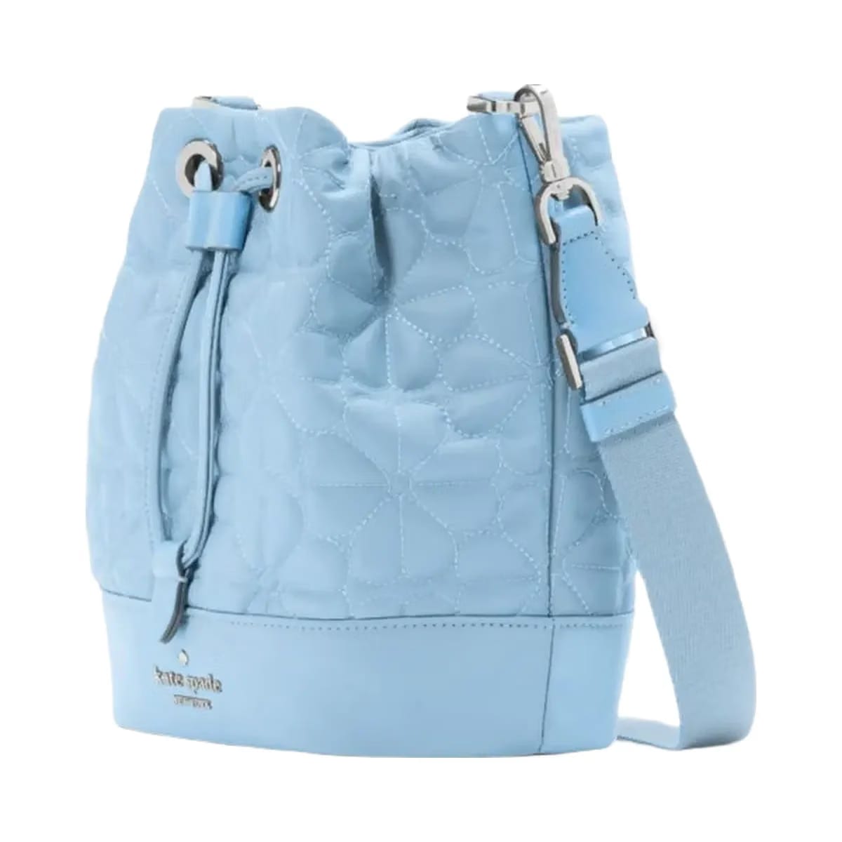 Kate Spade Flower Quilted Fabric Bucket Bag Montauk Blue
