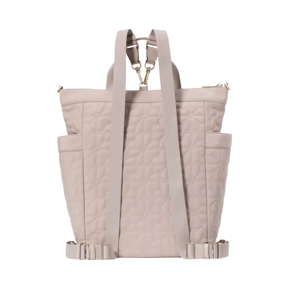 Kate Spade Flower Quilted Fabric Convertible Backpack Cozy Grey