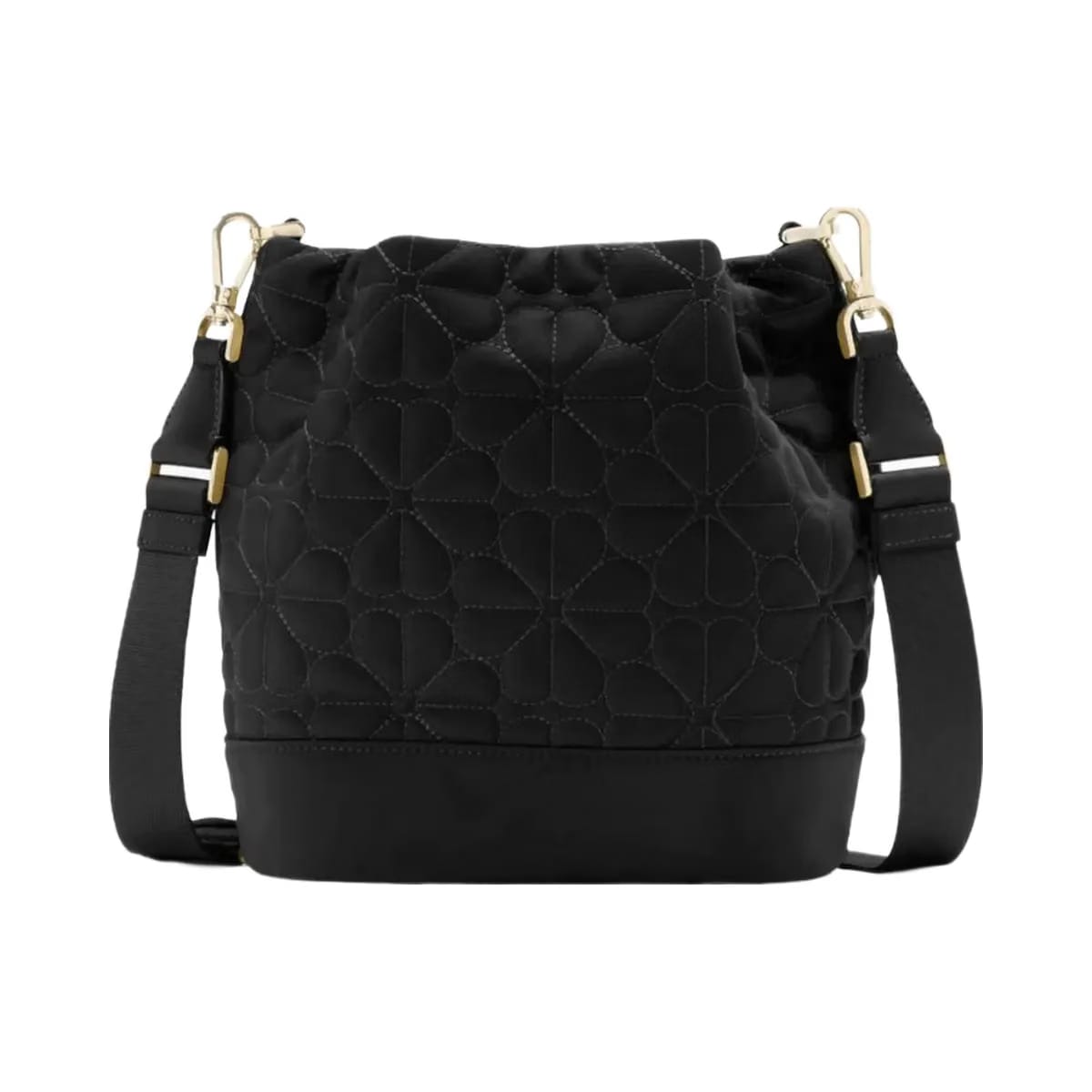 Kate Spade Flower Quilted Fabric Bucket Bag Black