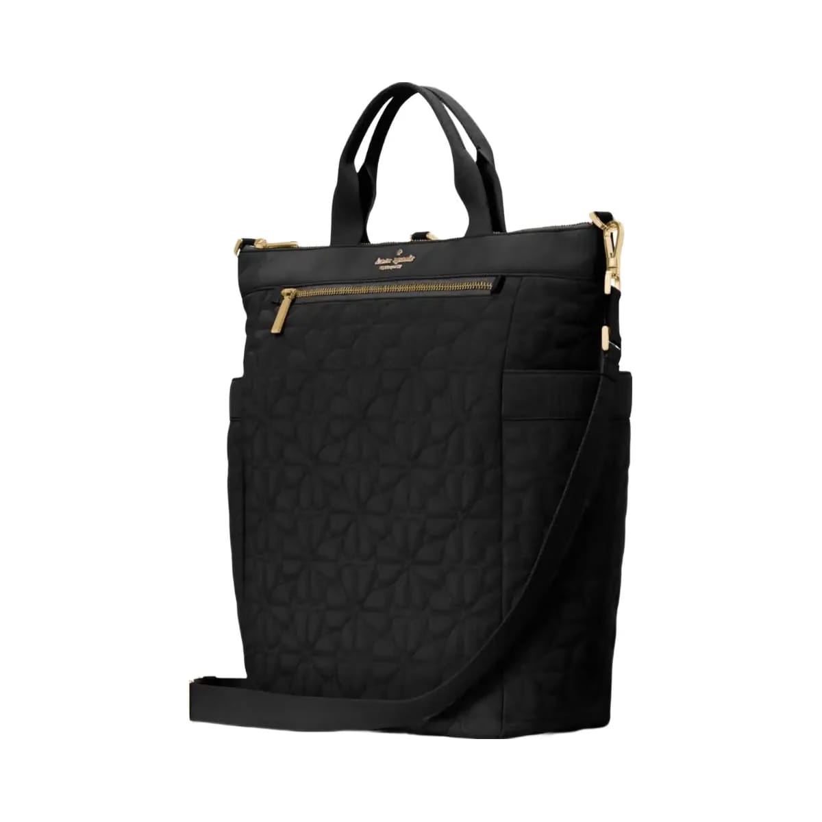 Kate Spade Flower Quilted Fabric Convertible Backpack Black