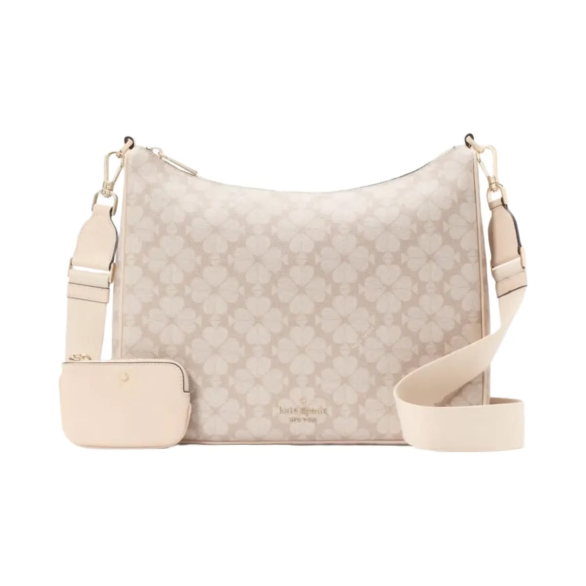 Kate Spade Flower Large Crossbody With Pouch Dark Beige Multi