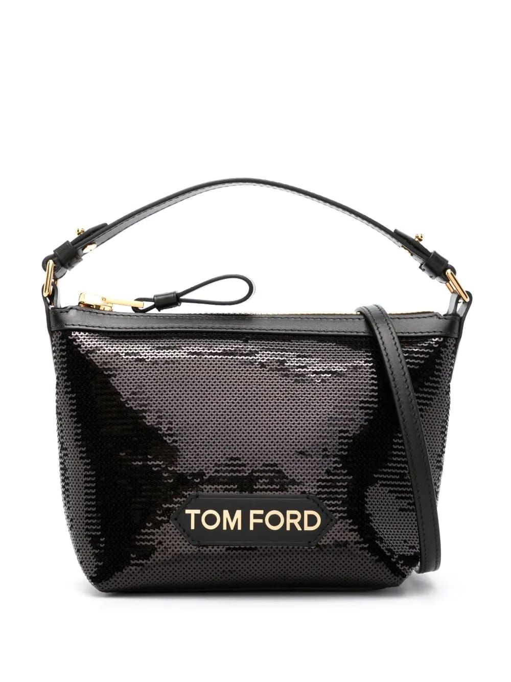 logo-plaque sequin tote bag