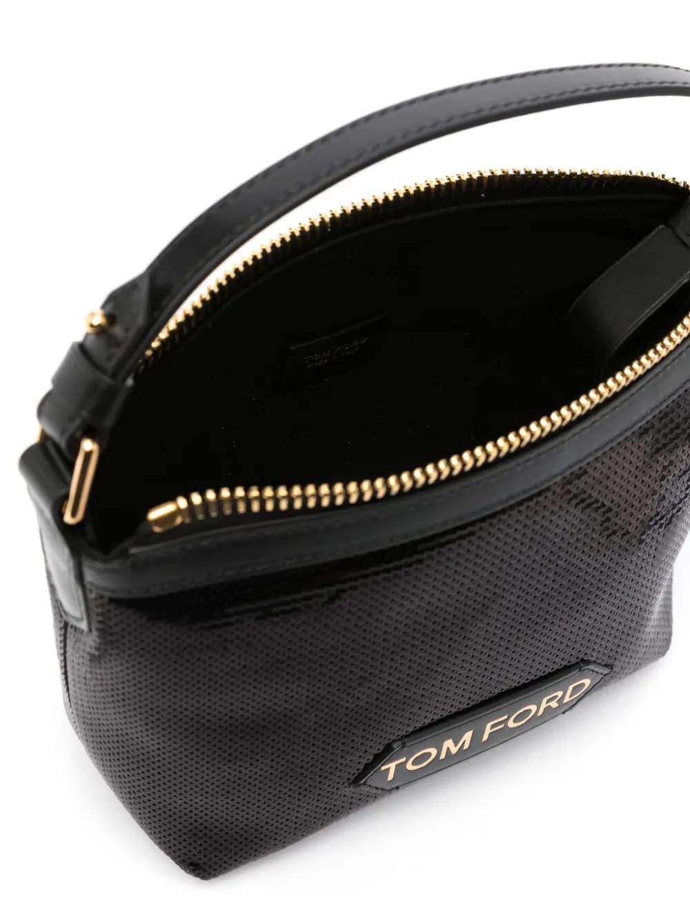 logo-plaque sequin tote bag